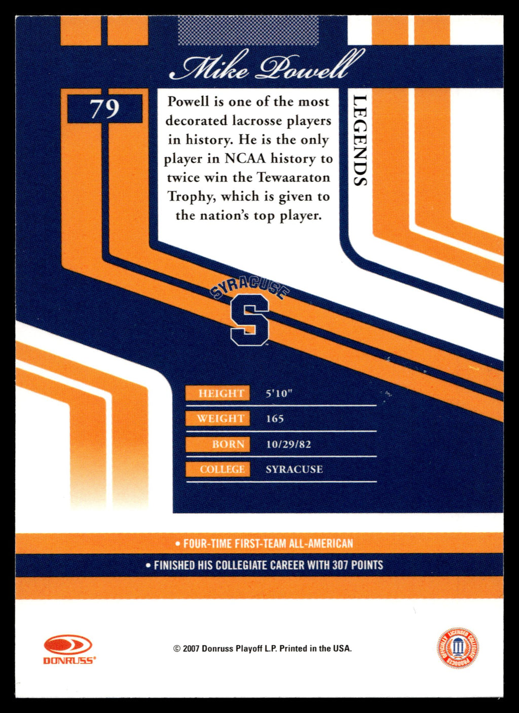 Mike Powell 2007 Donruss Elite Extra Edition Syracuse Orange #79