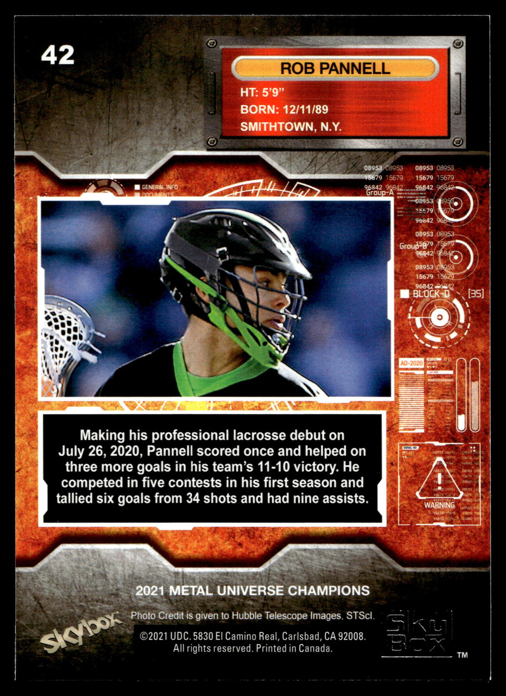 Rob Pannell 2021 SkyBox Metal Universe Champions New York Lizards #42
