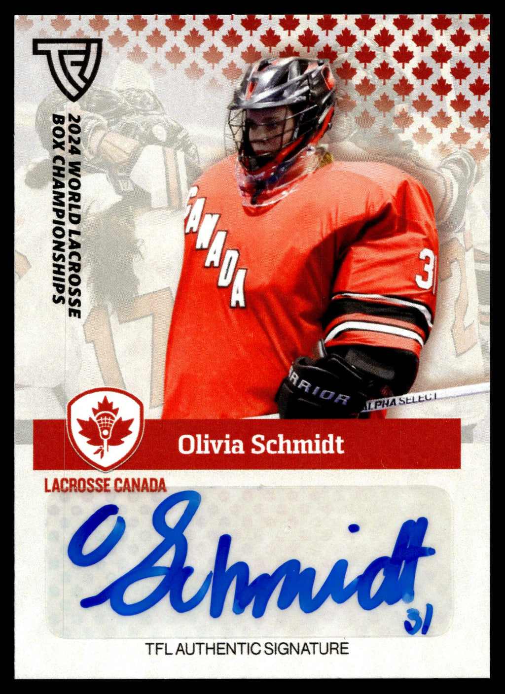 Olivia Schmidt 2024 TFL WBLC Team Canada Base Auto