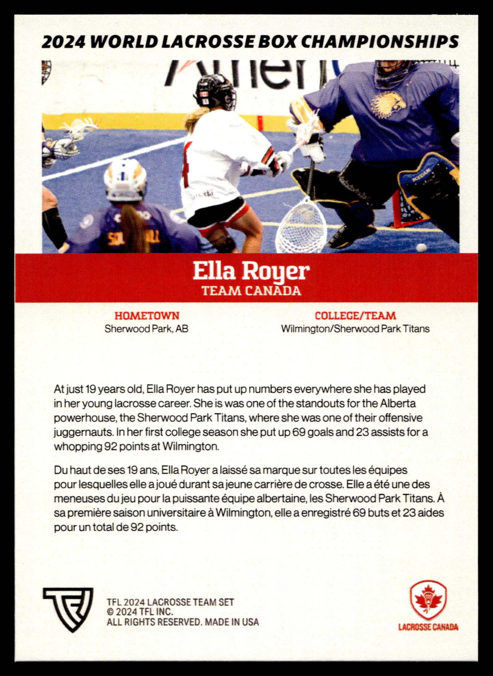 Ella Royer 2024 TFL WBLC Team Canada Tie Dye