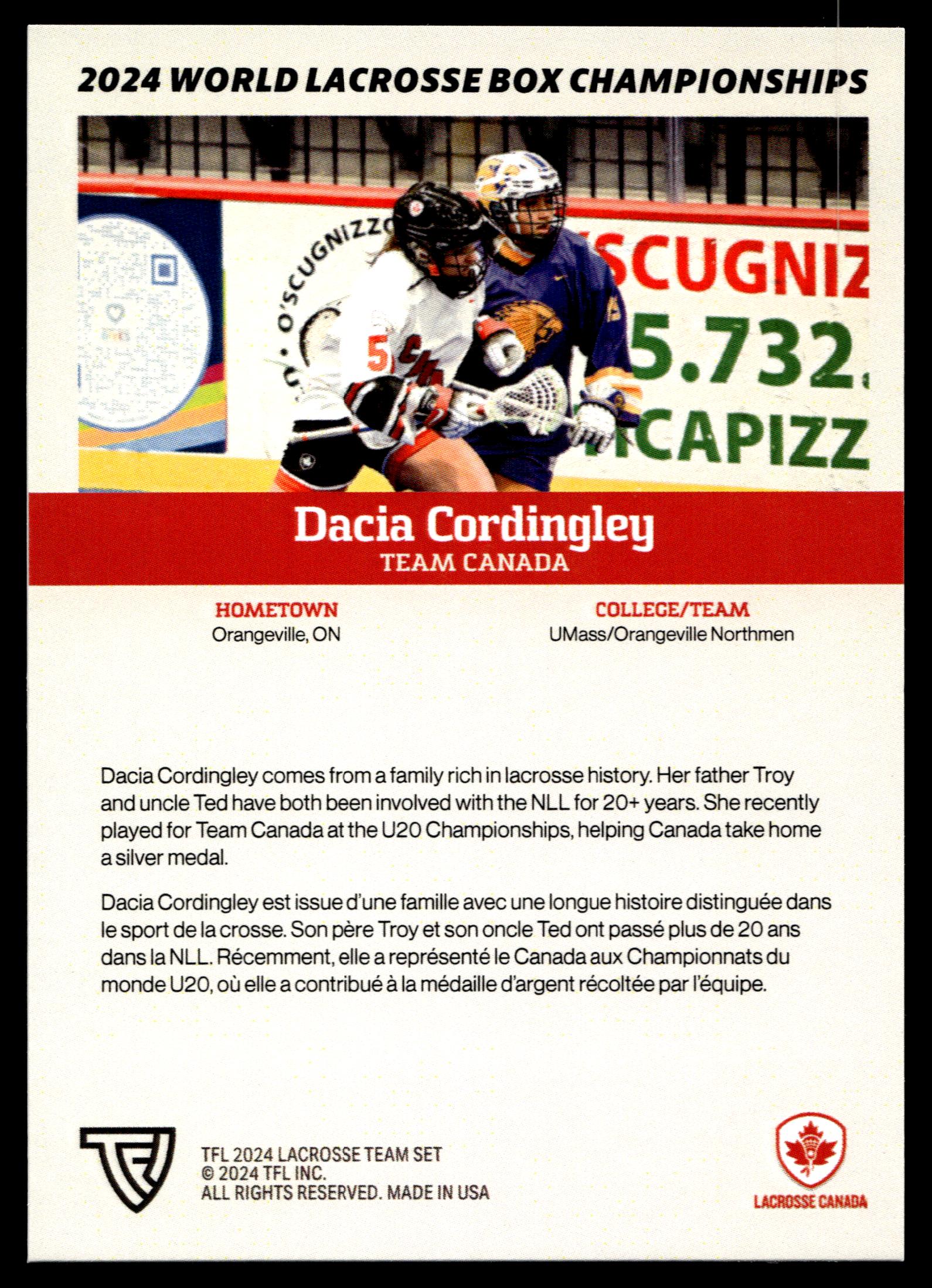 Dacia Cordingley 2024 TFL WBLC Team Canada Tie Dye