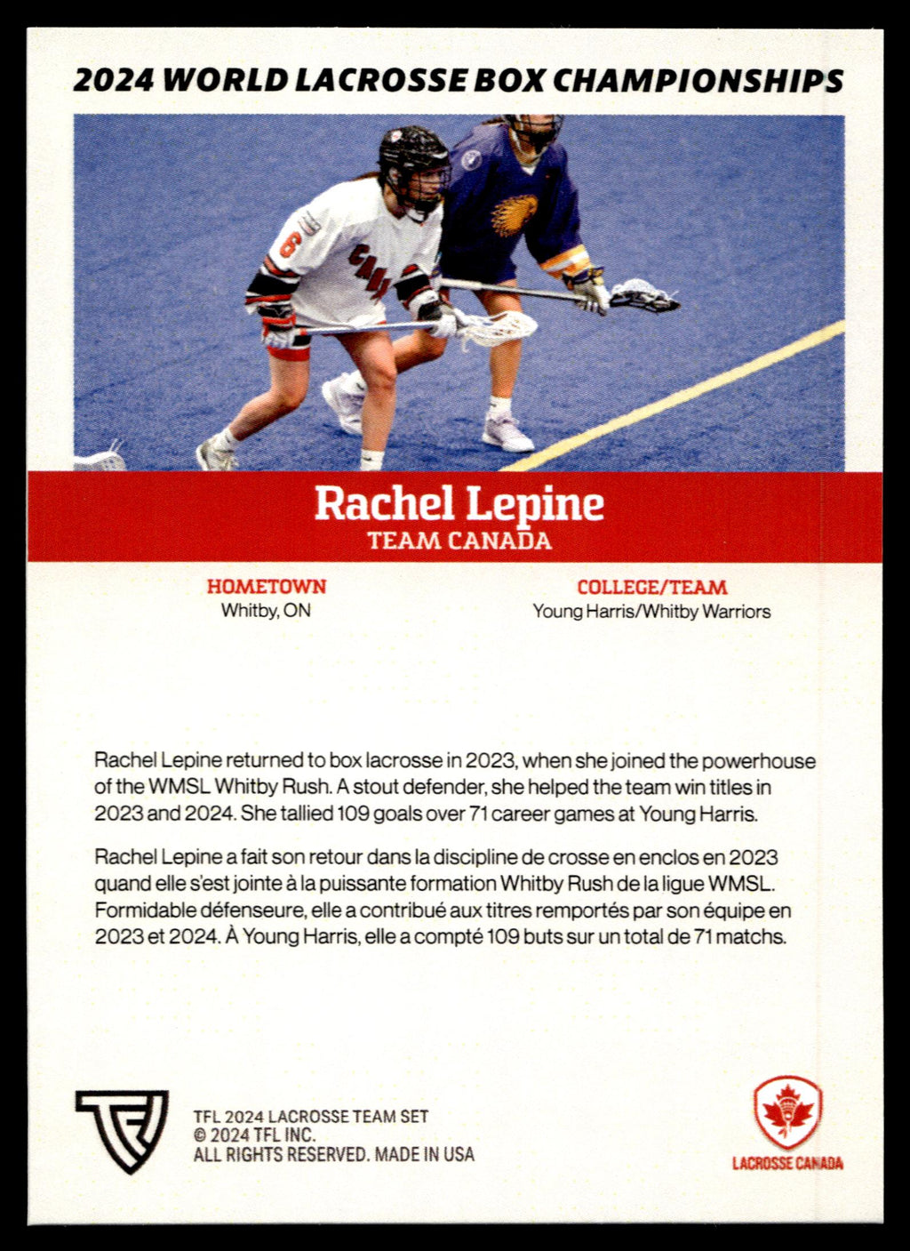 Rachel Lepine 2024 TFL WBLC Team Canada Tie Dye
