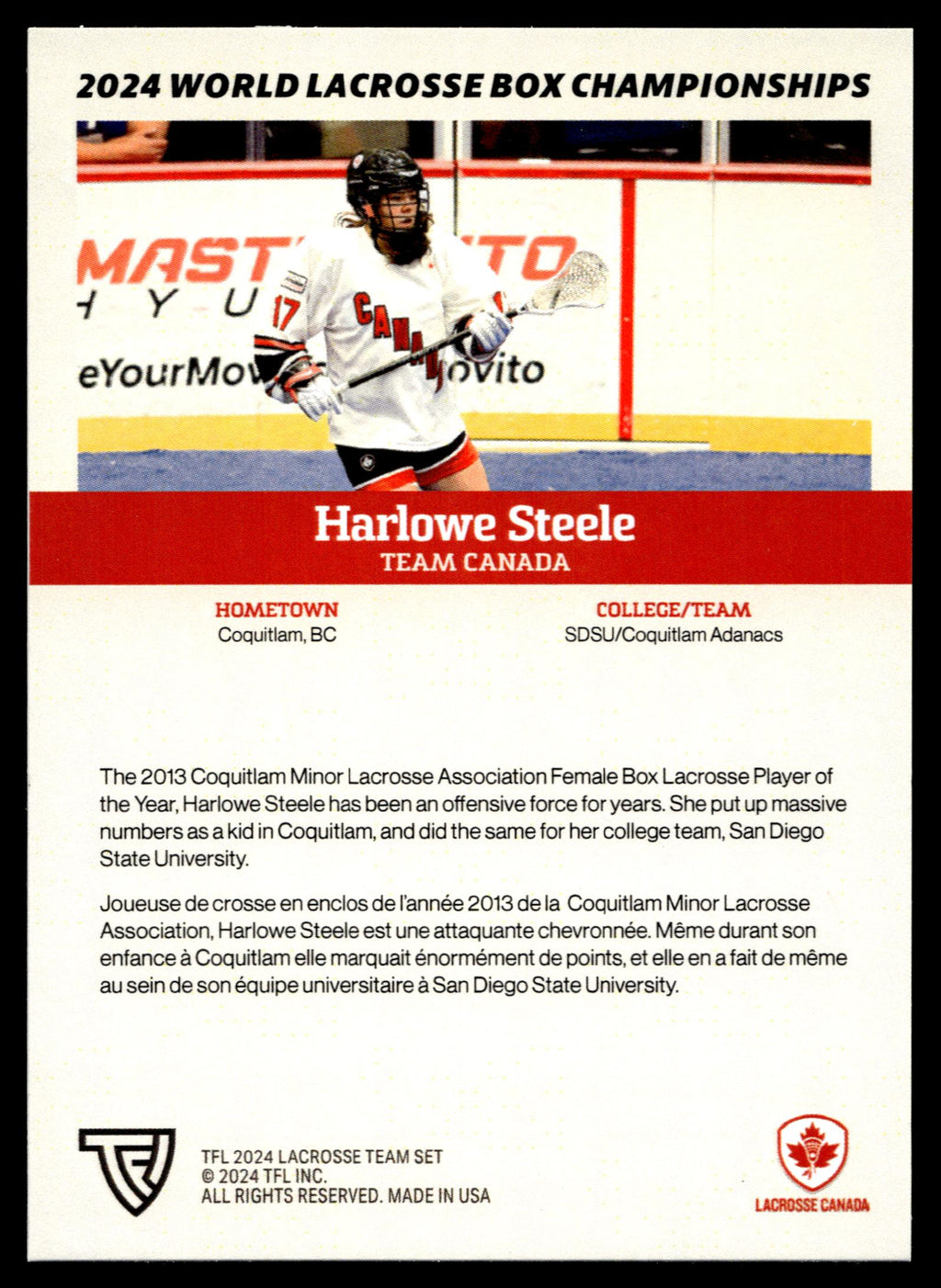 Harlowe Steele 2024 TFL WBLC Team Canada Tie Dye