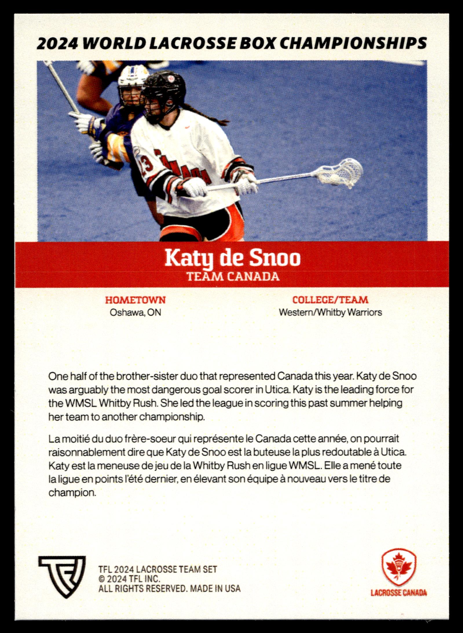 Katy de Snoo 2024 TFL WBLC Team Canada Tie Dye
