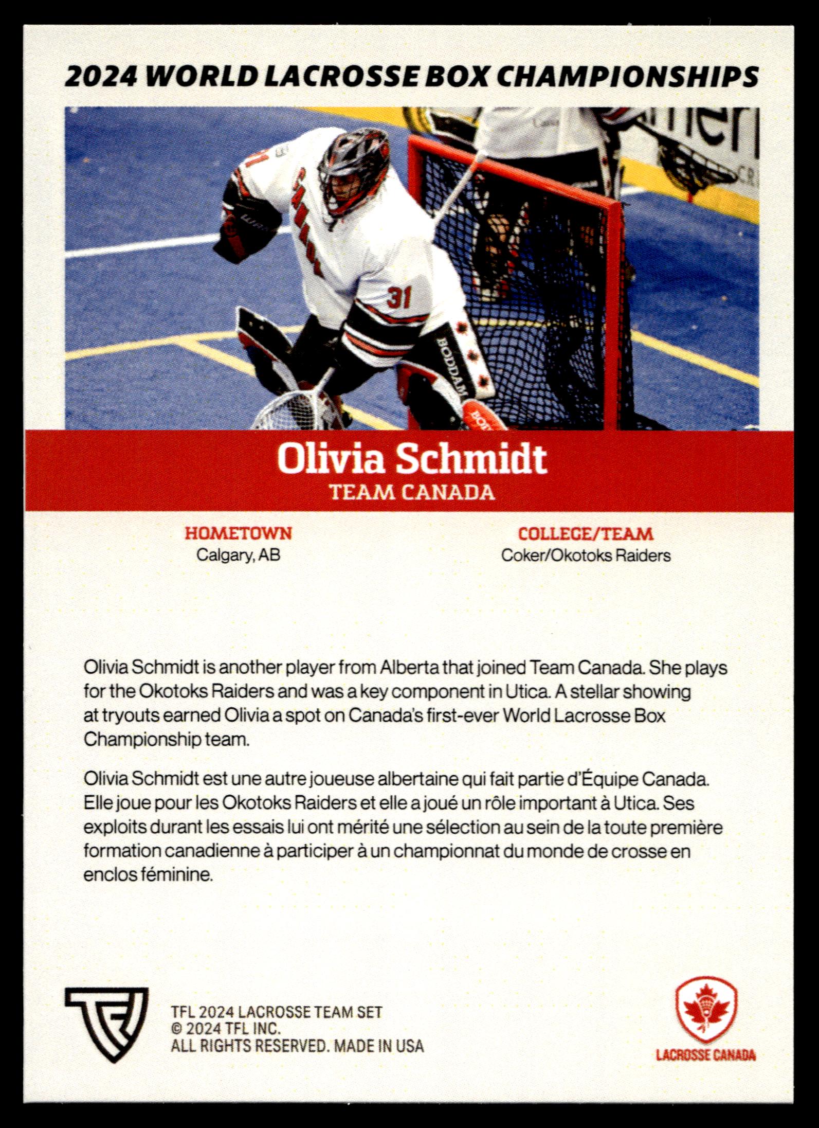 Olivia Schmidt 2024 TFL WBLC Team Canada Tie Dye