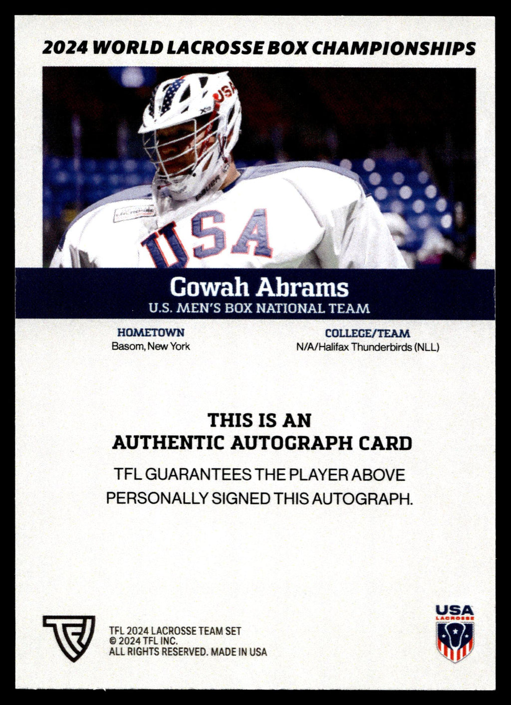 Gowah Abrams 2024 TFL WBLC Team USA Base Auto