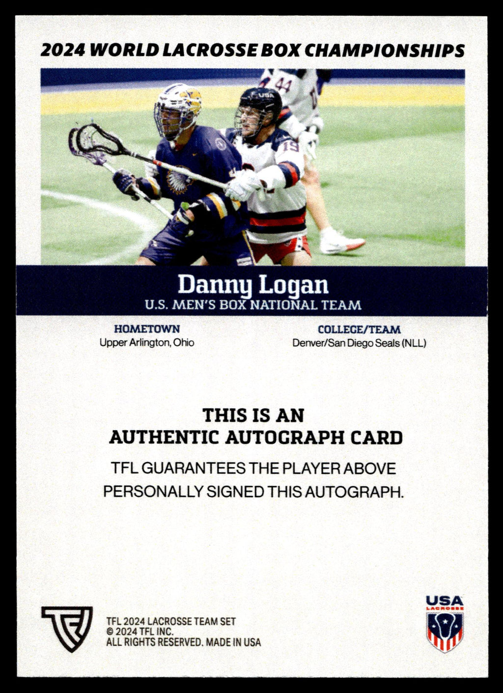 Danny Logan 2024 TFL WBLC Team USA Base Auto