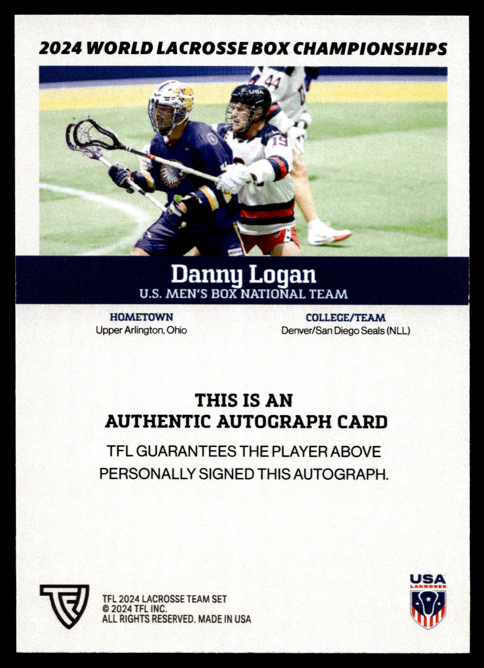 Danny Logan 2024 TFL WBLC Team USA Base Auto