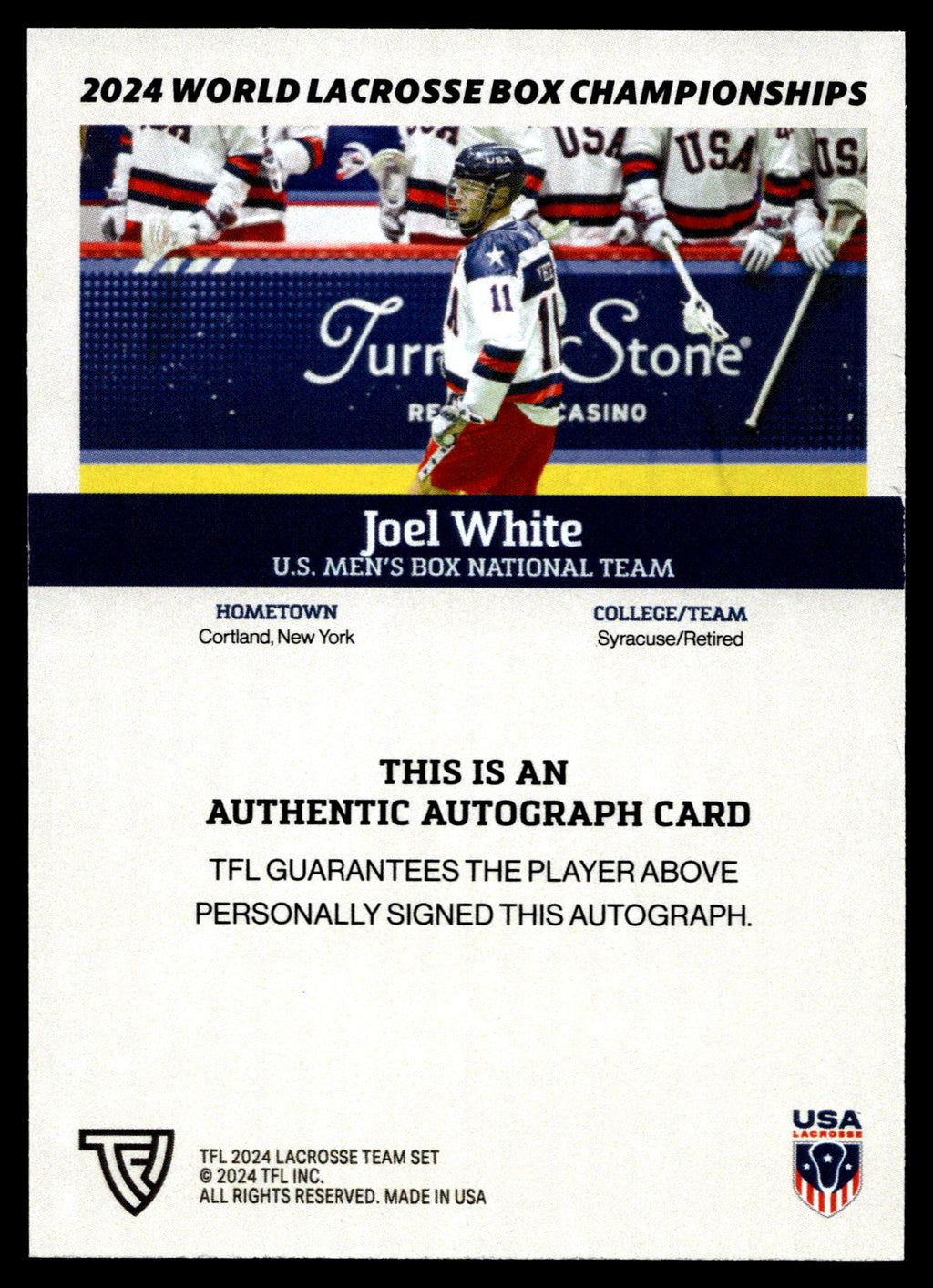 Joel White 2024 TFL WBLC Team USA Base Auto