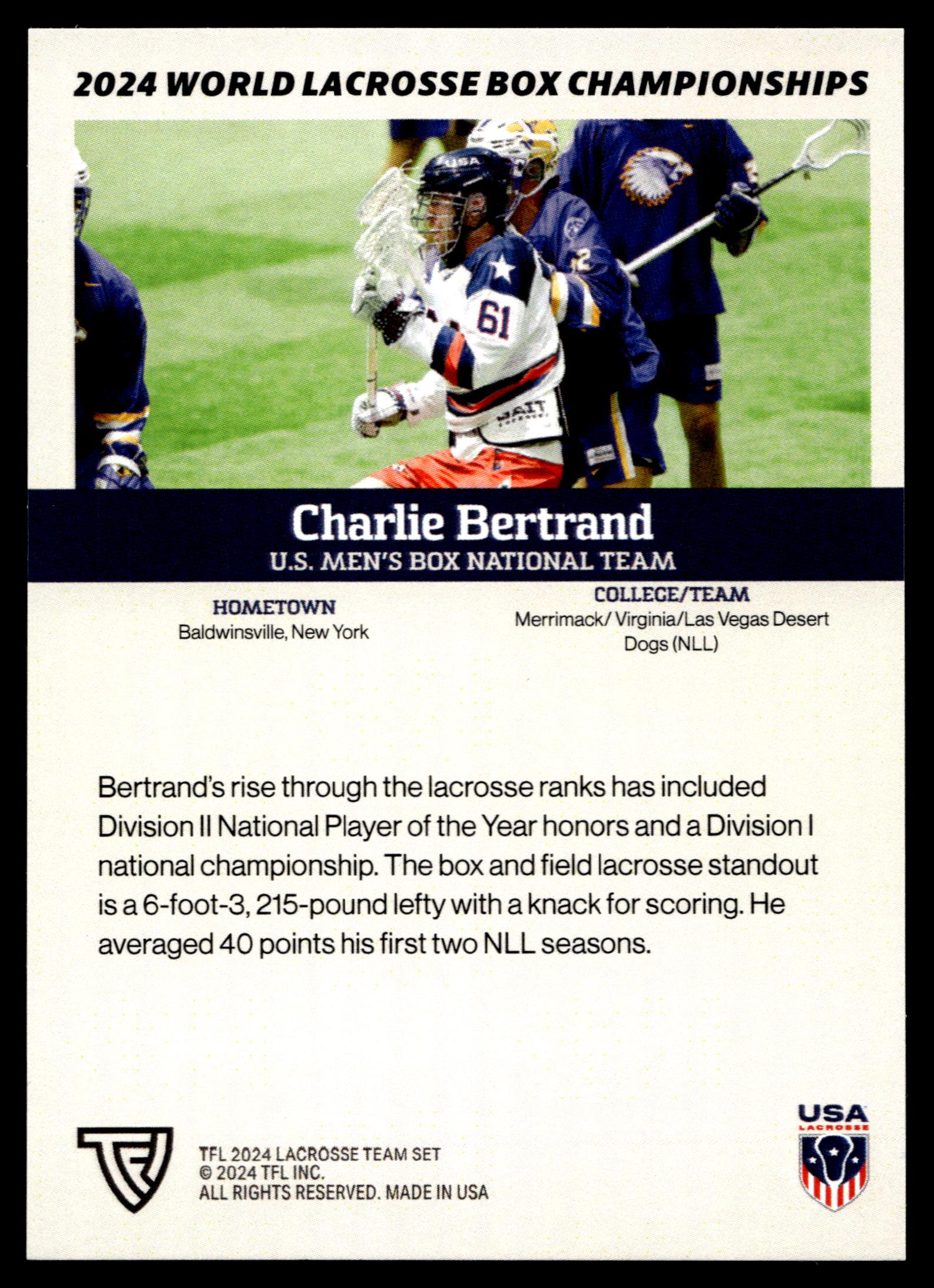 Charlie Bertrand 2024 TFL WBLC Team USA Tie Dye