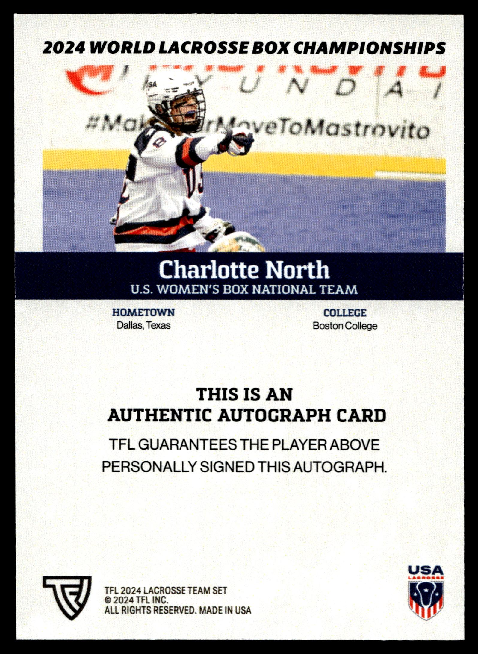 Charlotte North 2024 TFL WBLC Team USA Base Auto