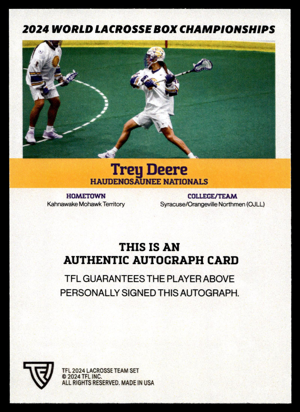 Trey Deere 2024 TFL WBLC Team Haudenosaunee Base Auto