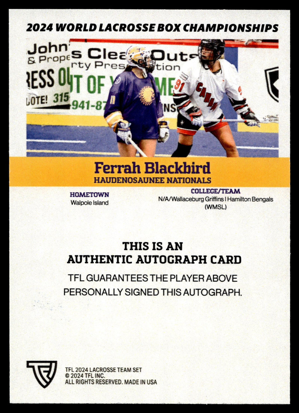 Ferrah Blackbird 2024 TFL WBLC Team Haudenosaunee Base Auto