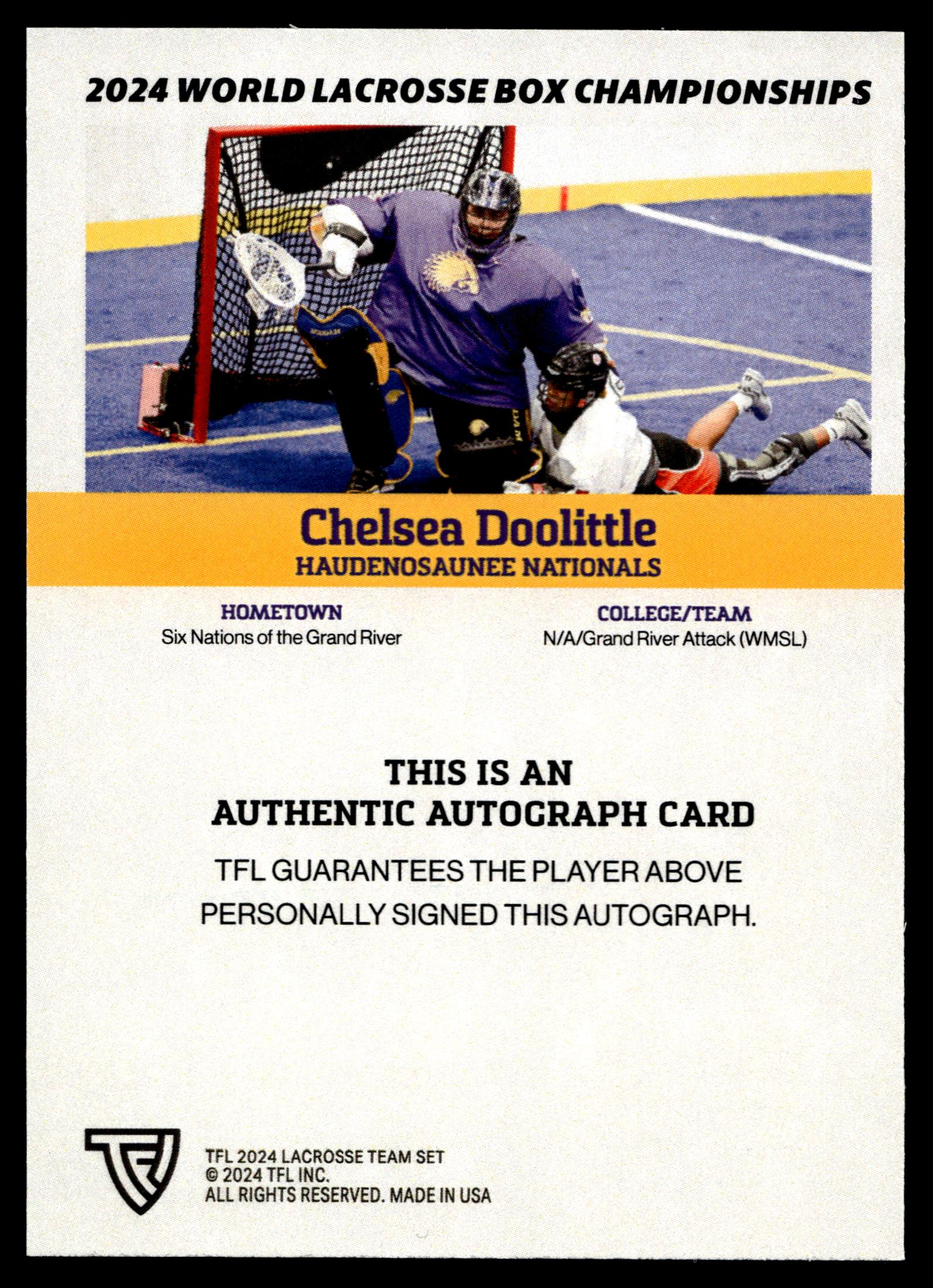 Chelsea Doolittle 2024 TFL WBLC Team Haudenosaunee Base Auto