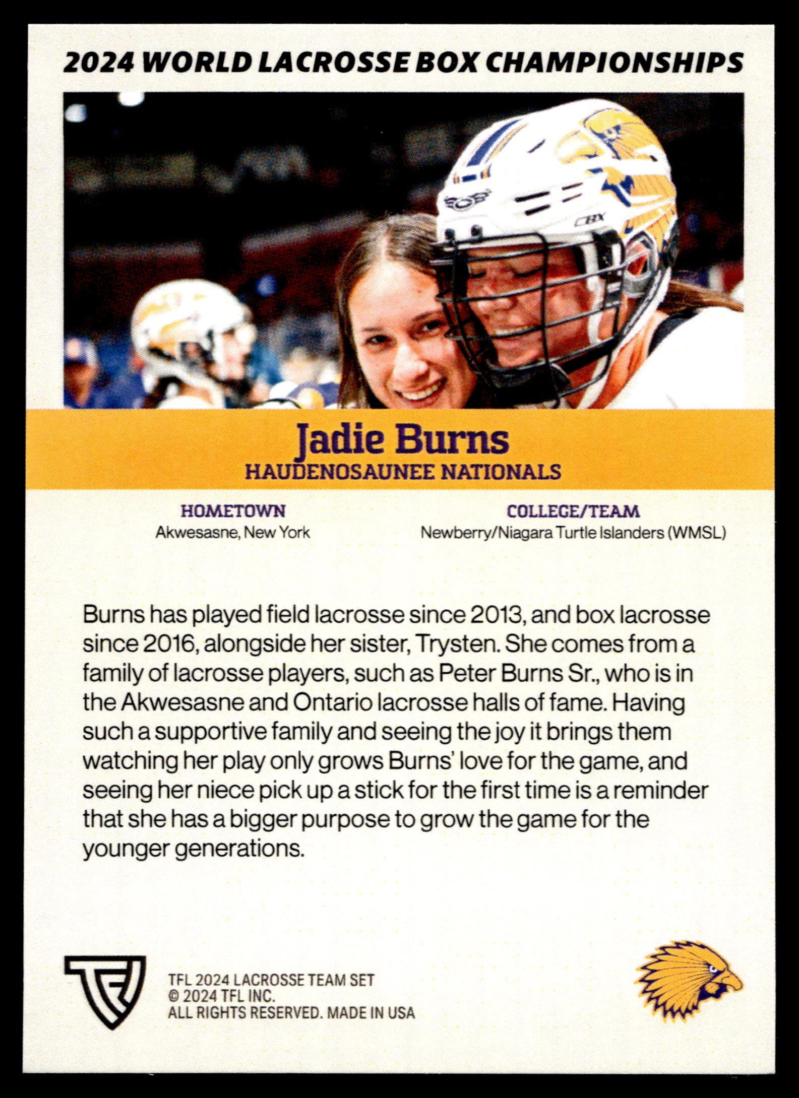Jadie Burns 2024 TFL WBLC Team Haudenosaunee Tie Dye