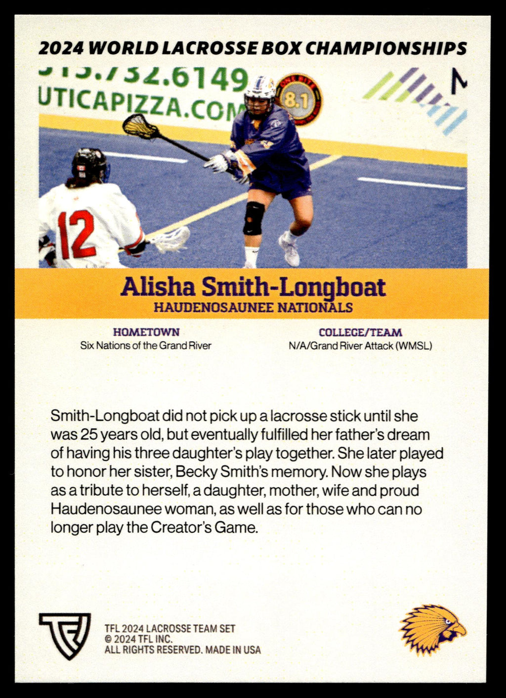 Alisha Smith-Longboat 2024 TFL WBLC Team Haudenosaunee Tie Dye