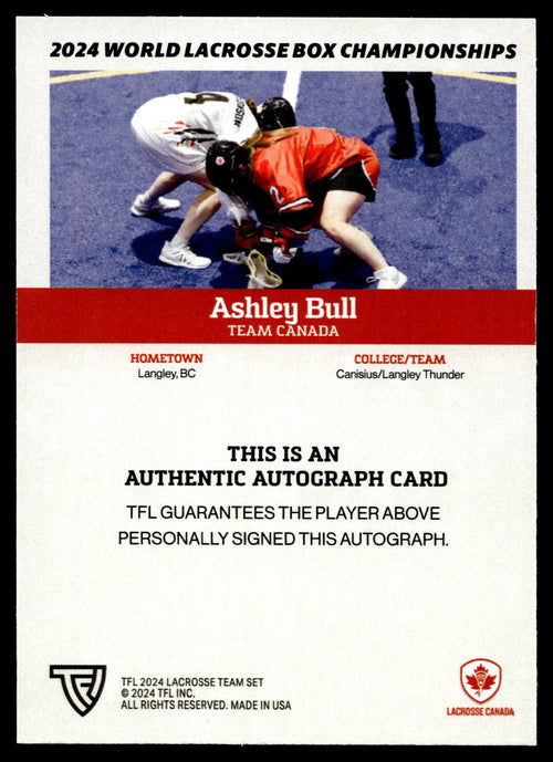 Ashley Bull 2024 TFL WBLC Team Canada Base Auto