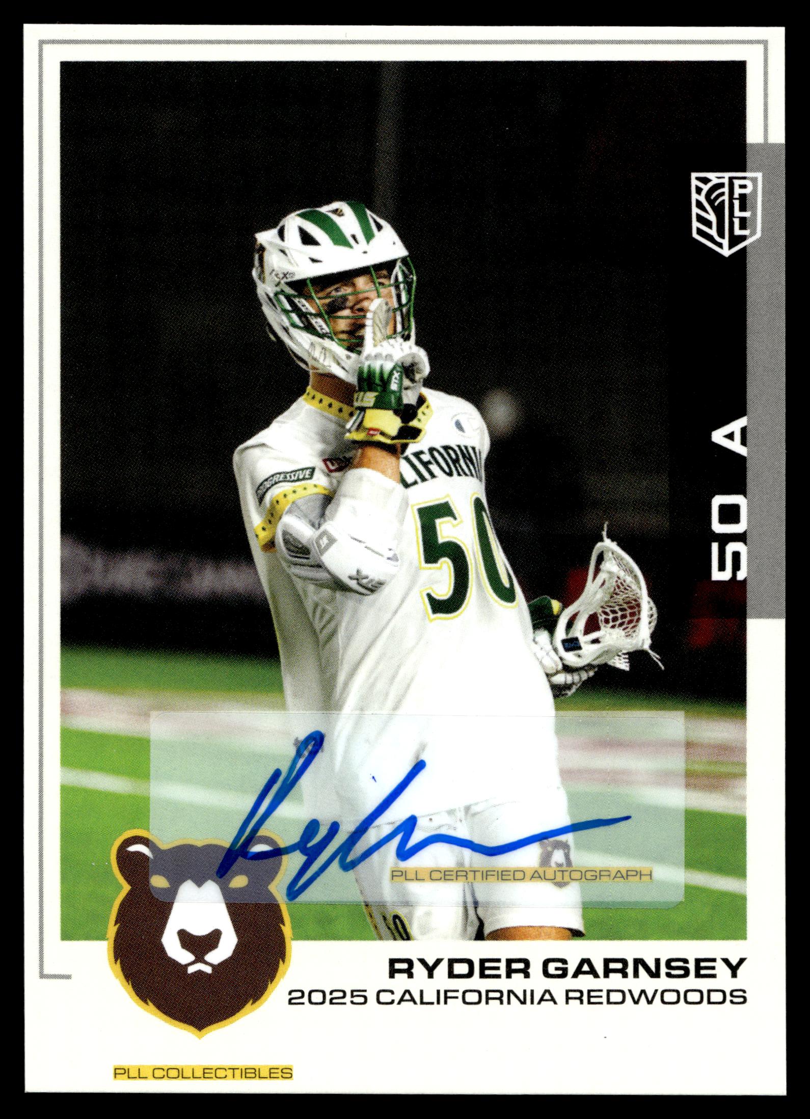 Ryder Garnsey 2025 PLL Flagship California Redwoods Base Auto #102