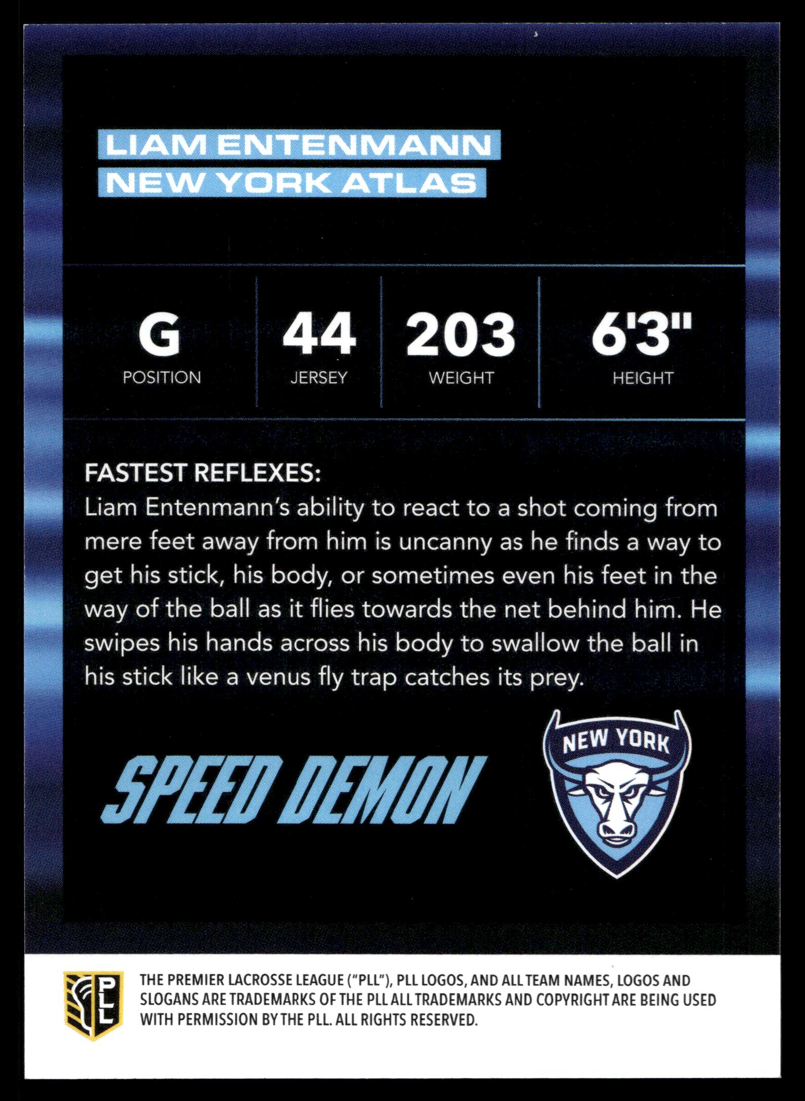 Liam Entenmann 2025 PLL Flsgship New York Atlas Speed Demons 31/50
