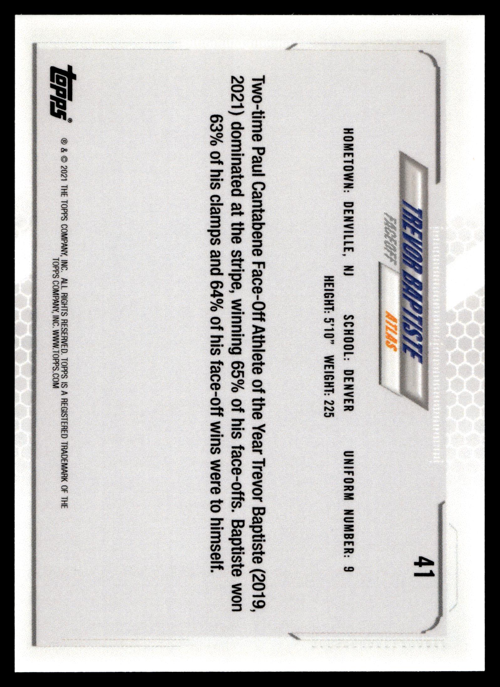 Trevor Baptiste 2021 Topps PLL First Edition Atlas #41