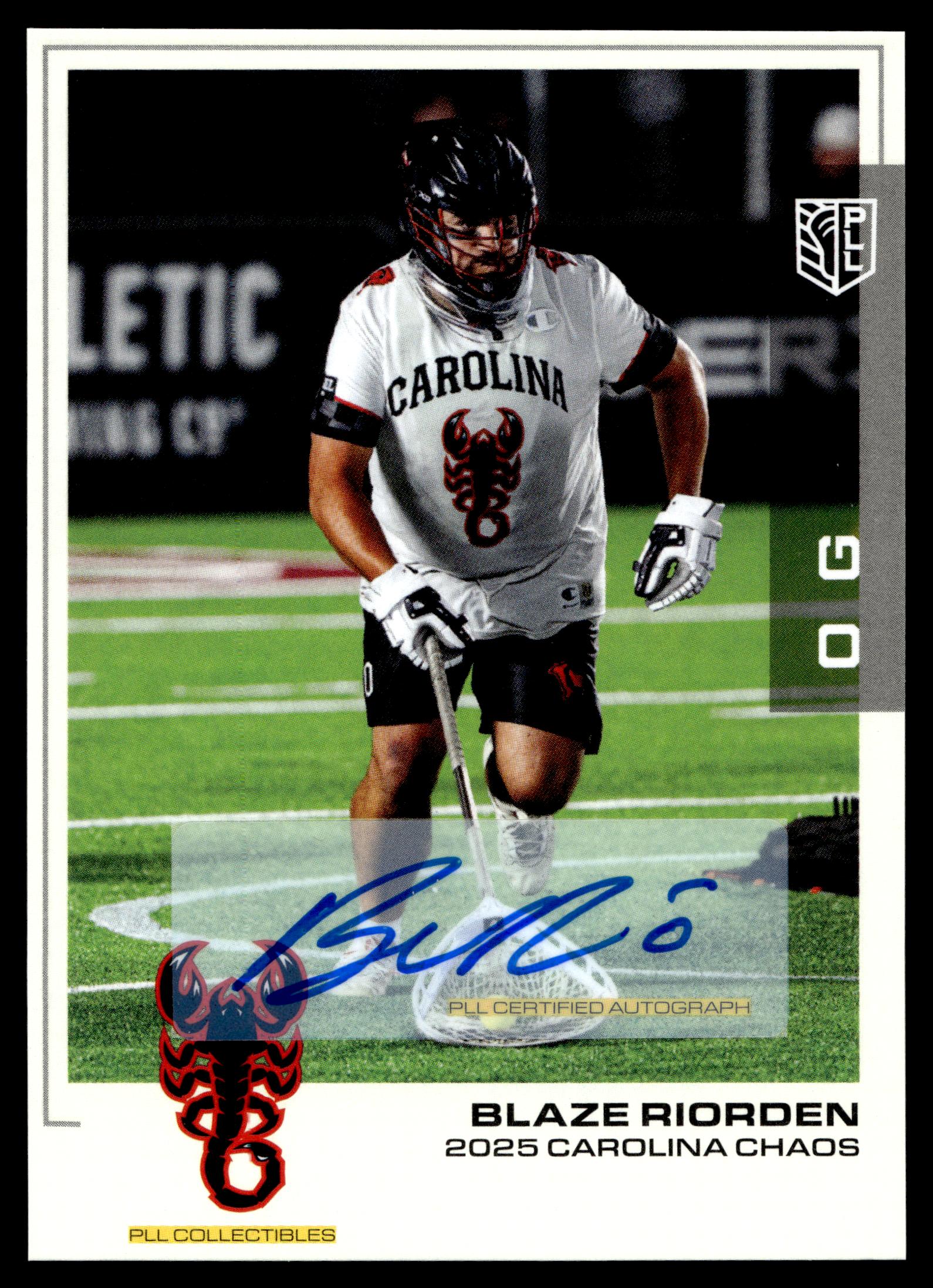 Blaze Riorden 2025 PLL Flagship Carolina Chaos Base Auto #26