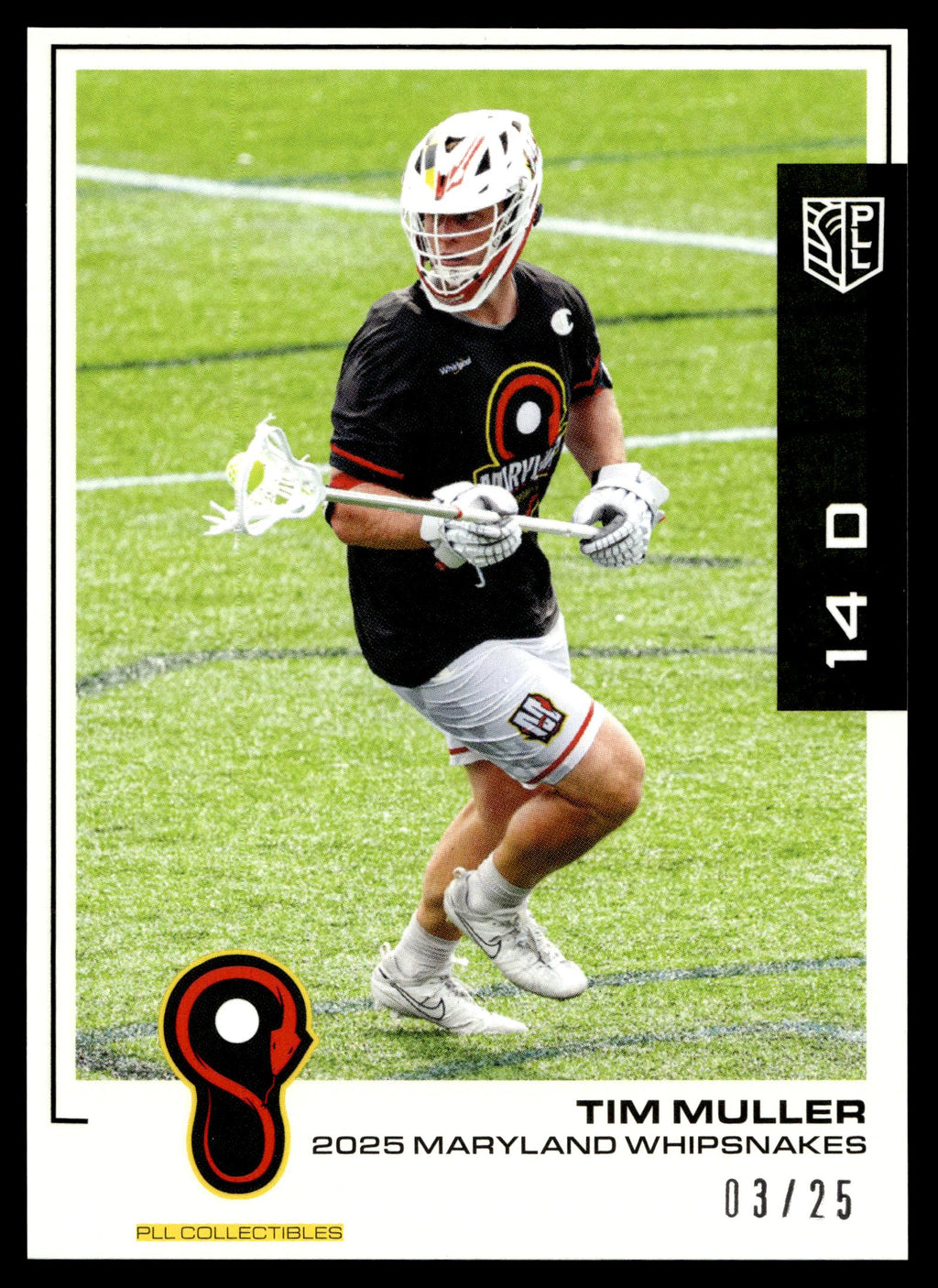 Tim Muller 2025 PLL Flagship Maryland Whipsnakes Black 03/25 #40