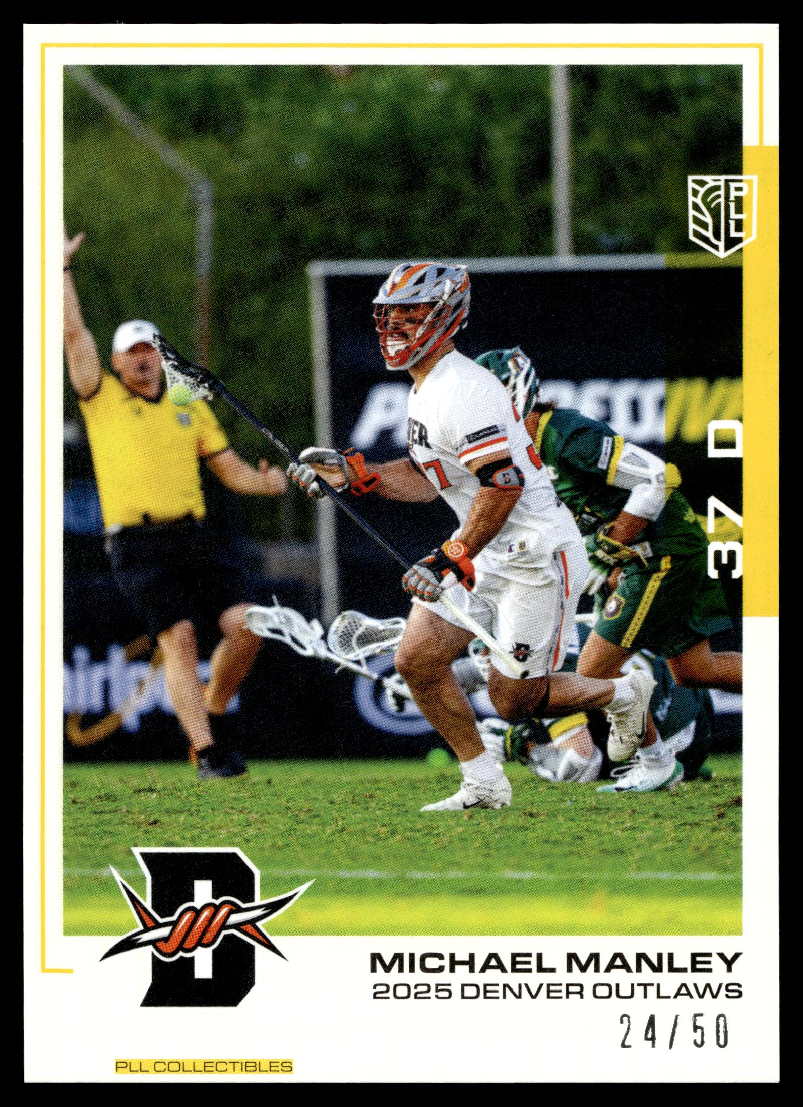 Michael Manley 2025 PLL Flagship Denver Outlaws Yellow 24/50 #70