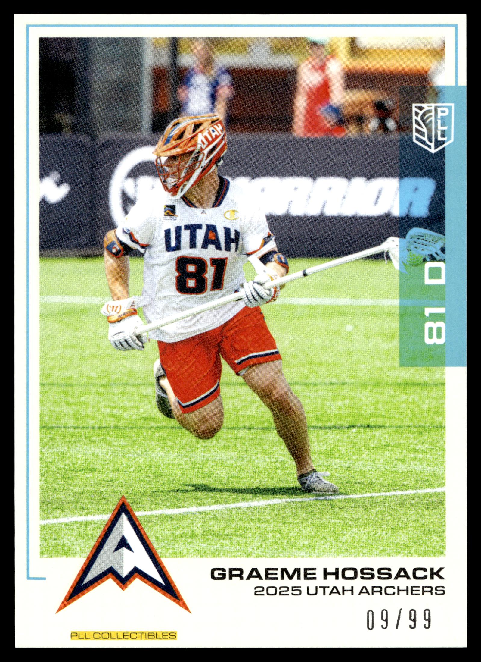 Graeme Hossack 2025 PLL Flagship Utah Archers Blue 09/99 #101