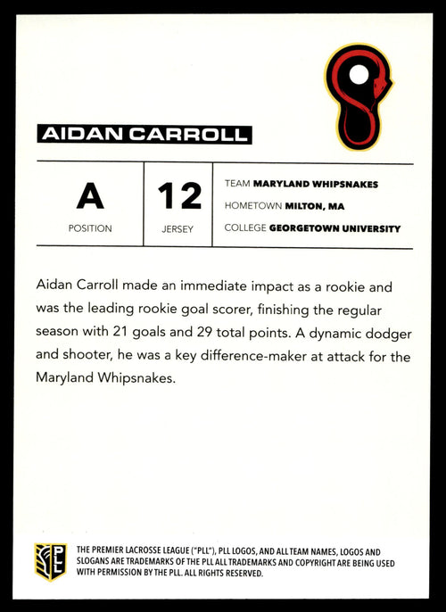Aidan Carroll 2025 PLL Flagship Maryland Whipsnakes Rainbow Foil #145
