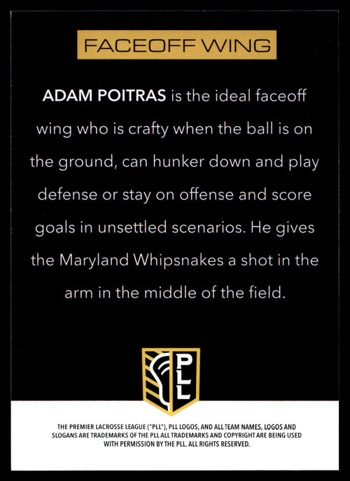 Adam Poitras 2025 PLL Flagship Maryland Whipsnakes Prototypes