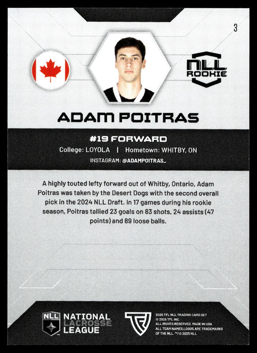 Adam Poitras 2025 TFL Sports NLL Las Vegas Desert Dogs Color Match #3