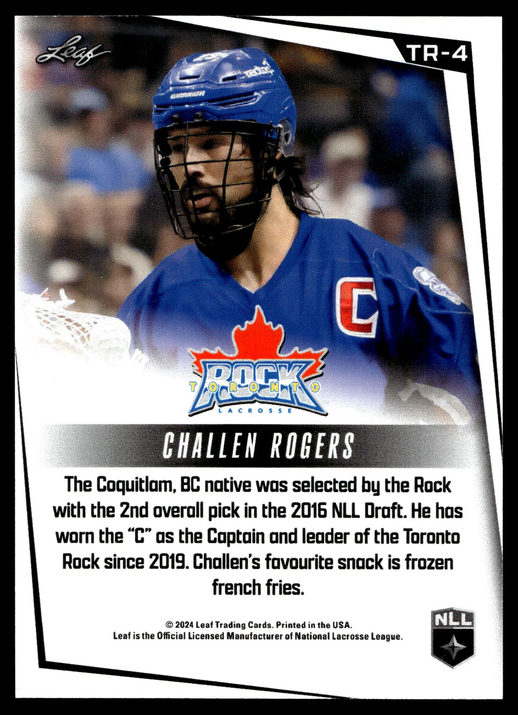 Challen Rogers 2024 Leaf Team Set Toronto Rock #TR-4
