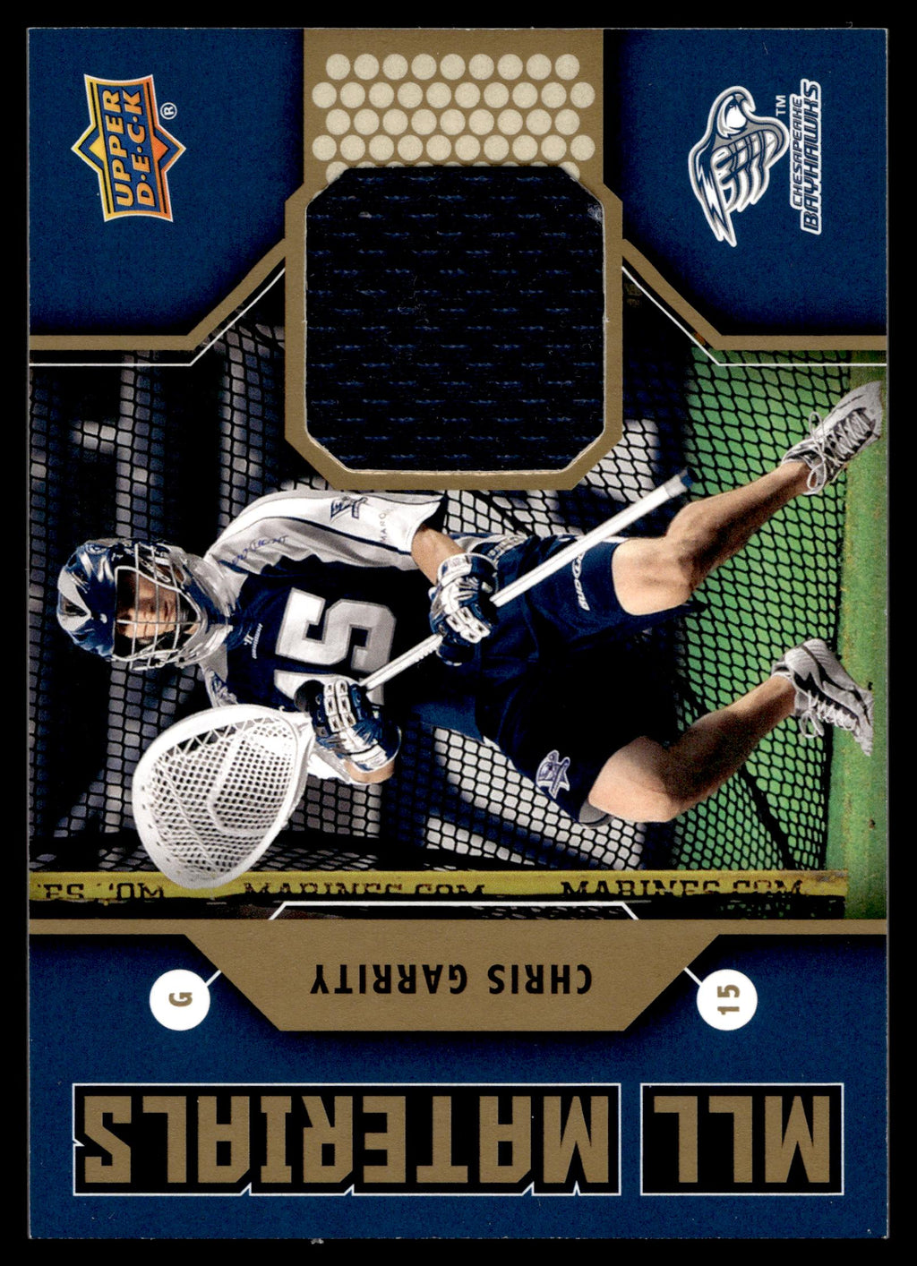 Chris Garrity 2011 Upper Deck MLL Materials Chesapeake Bayhawks #M-CG