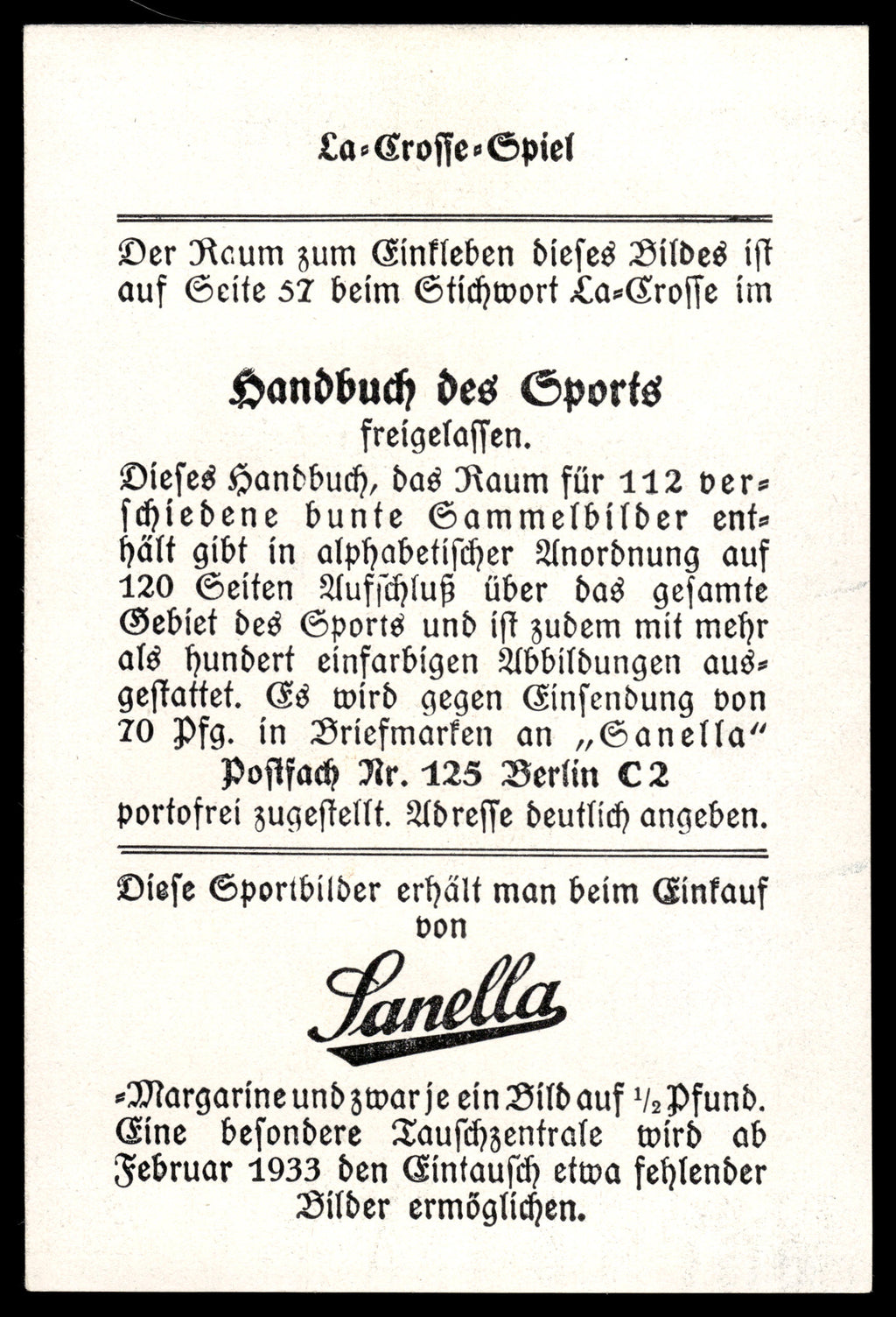 1932 Sanella Margerine – Handbuch des Sports