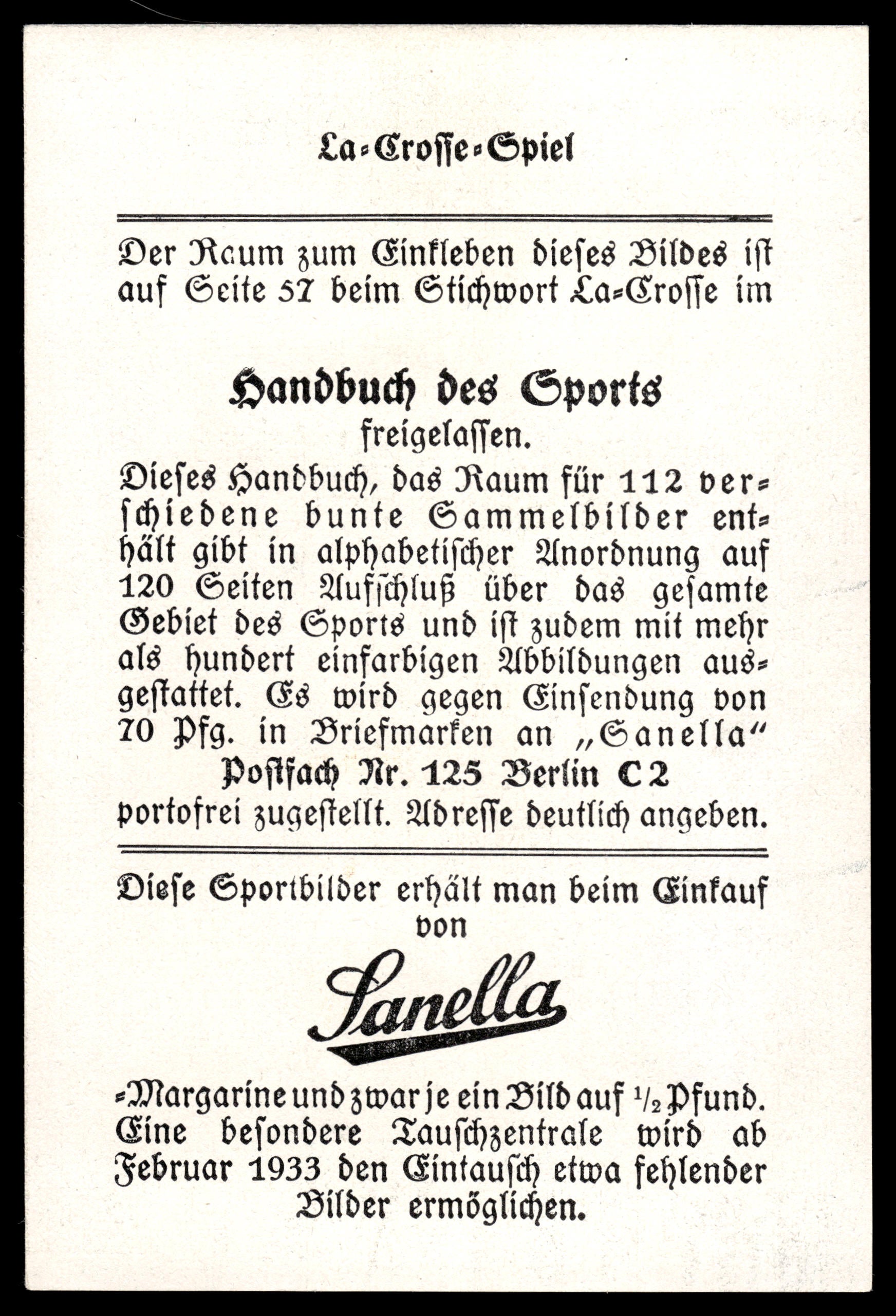 1932 Sanella Margerine – Handbuch des Sports