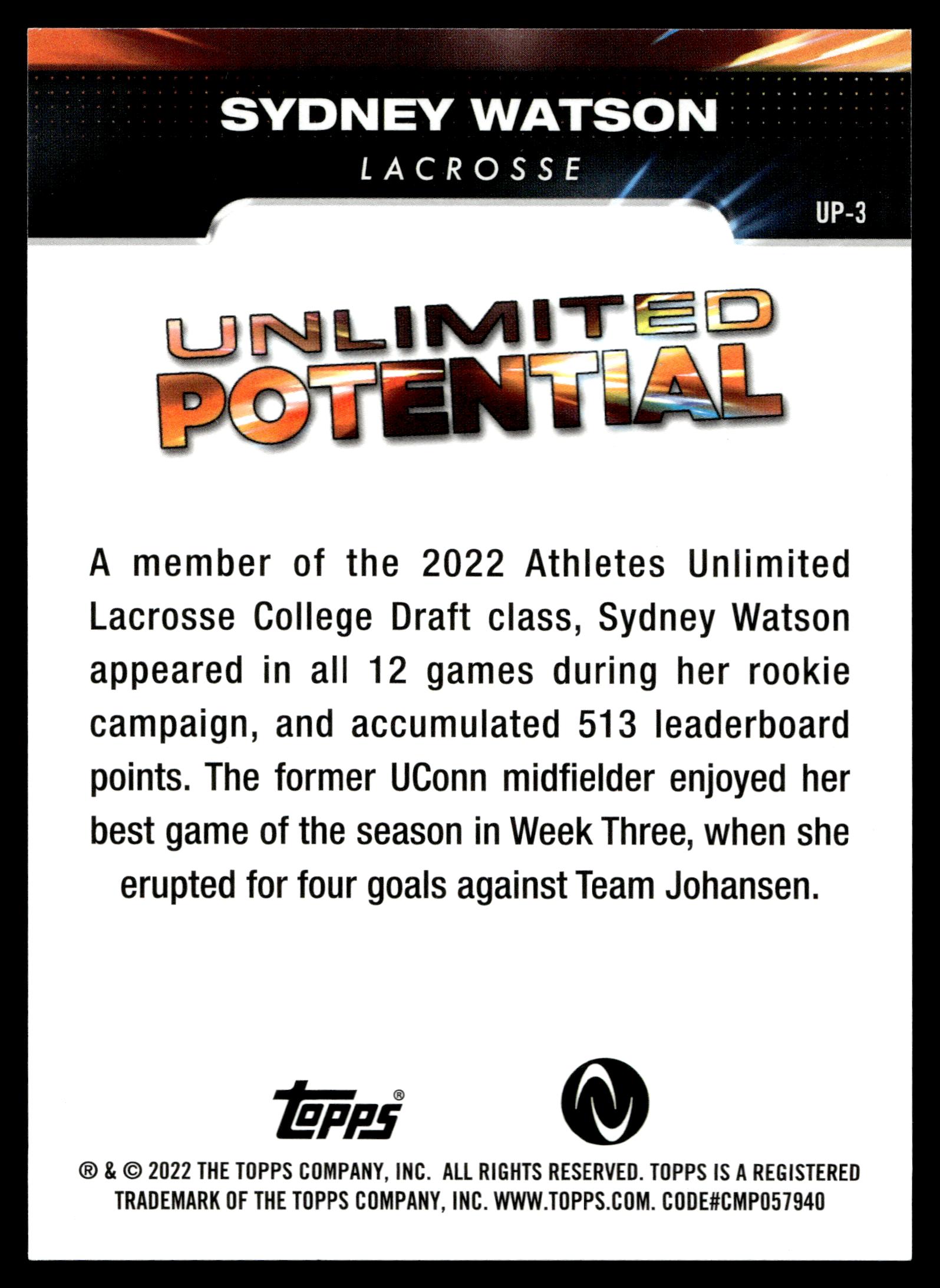 Sydney Watson 2022 Topps Athletes Unlimited - Unlimited Potential #UP-3