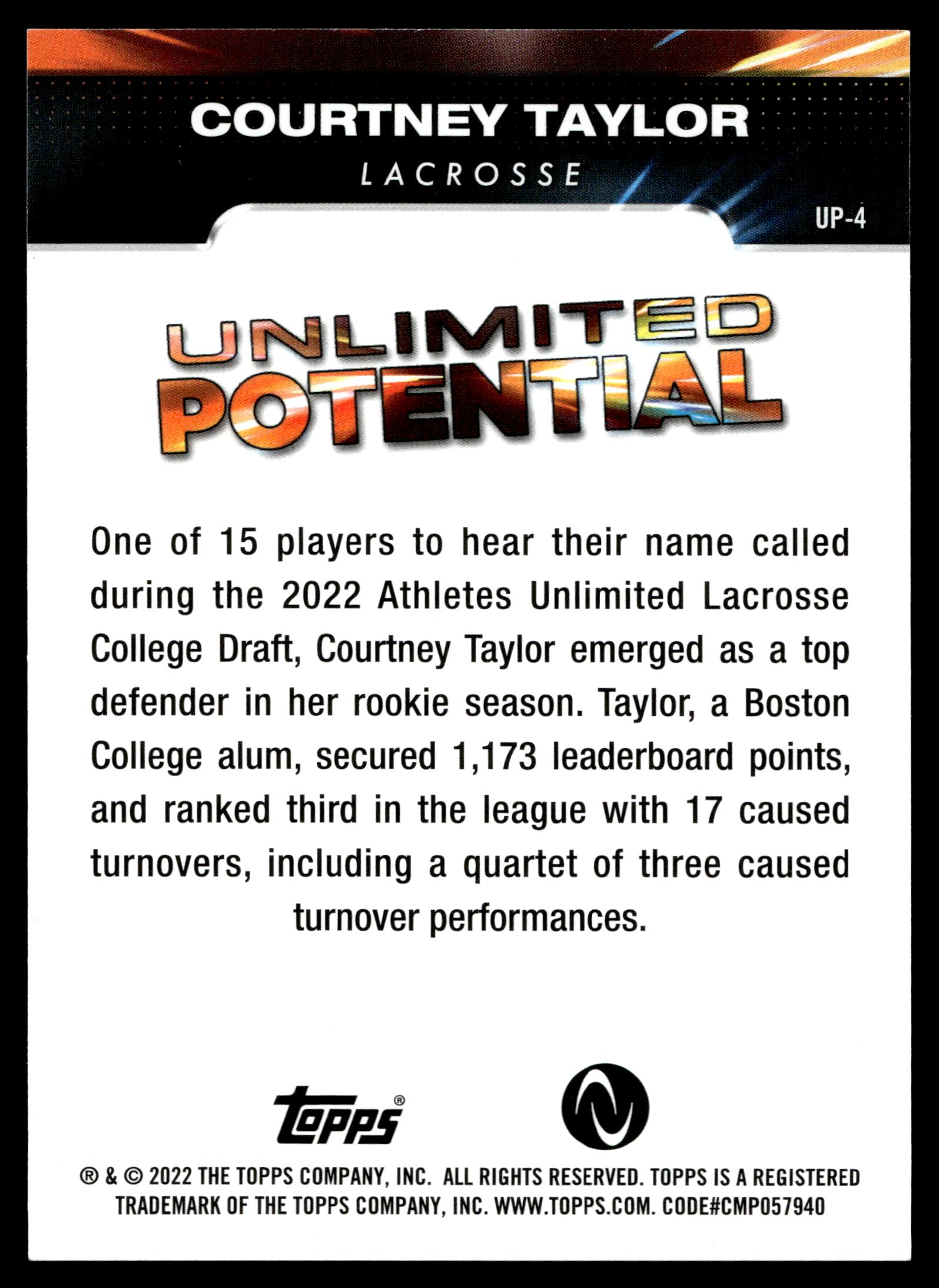 Courtney Taylor 2022 Topps Athletes Unlimited - Unlimited Potential #UP-4