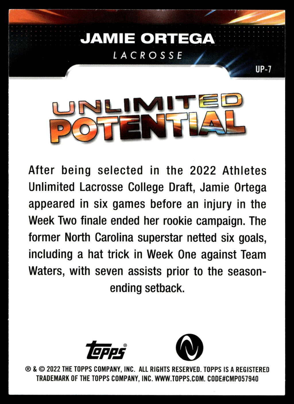 Jamie Ortega 2022 Topps Athletes Unlimited  - Unlimited Potential #UP-7