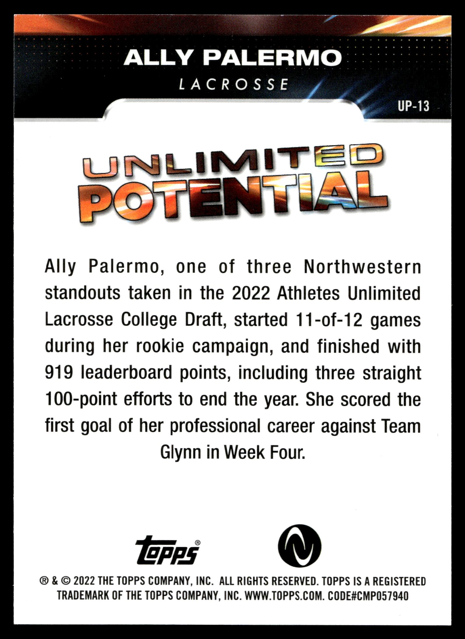 Ally Palermo 2022 Topps Athletes Unlimited - Unlimited Potential #UP-13