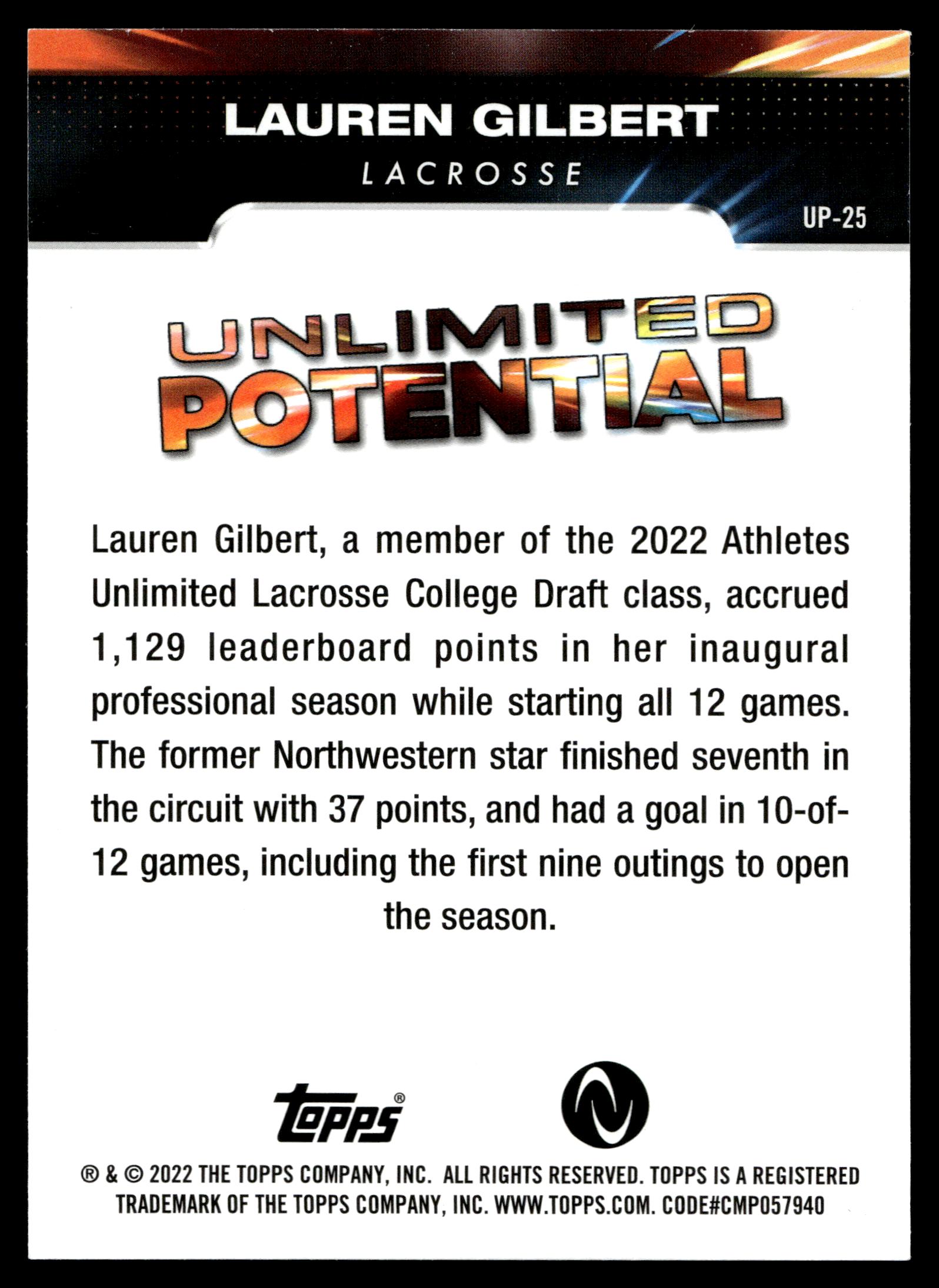 Lauren Gilbert 2022 Topps Athletes Unlimited - Unlimited Potential #UP-25