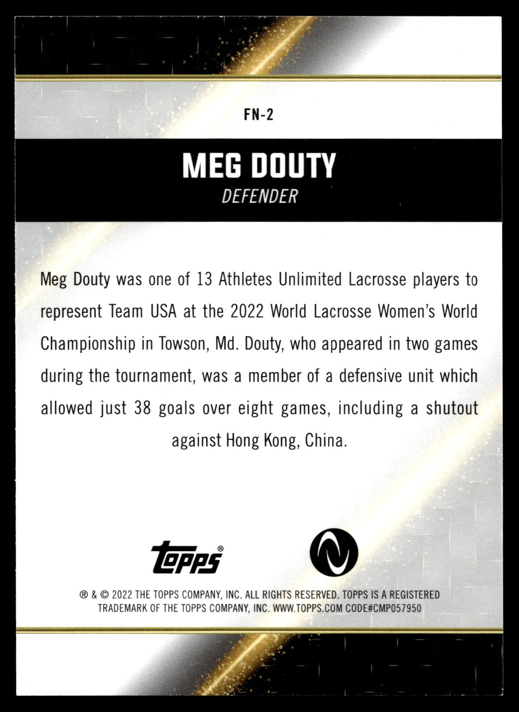 Meg Douty 2022 Topps Athletes Unlimited Face of the Nation #FN-2
