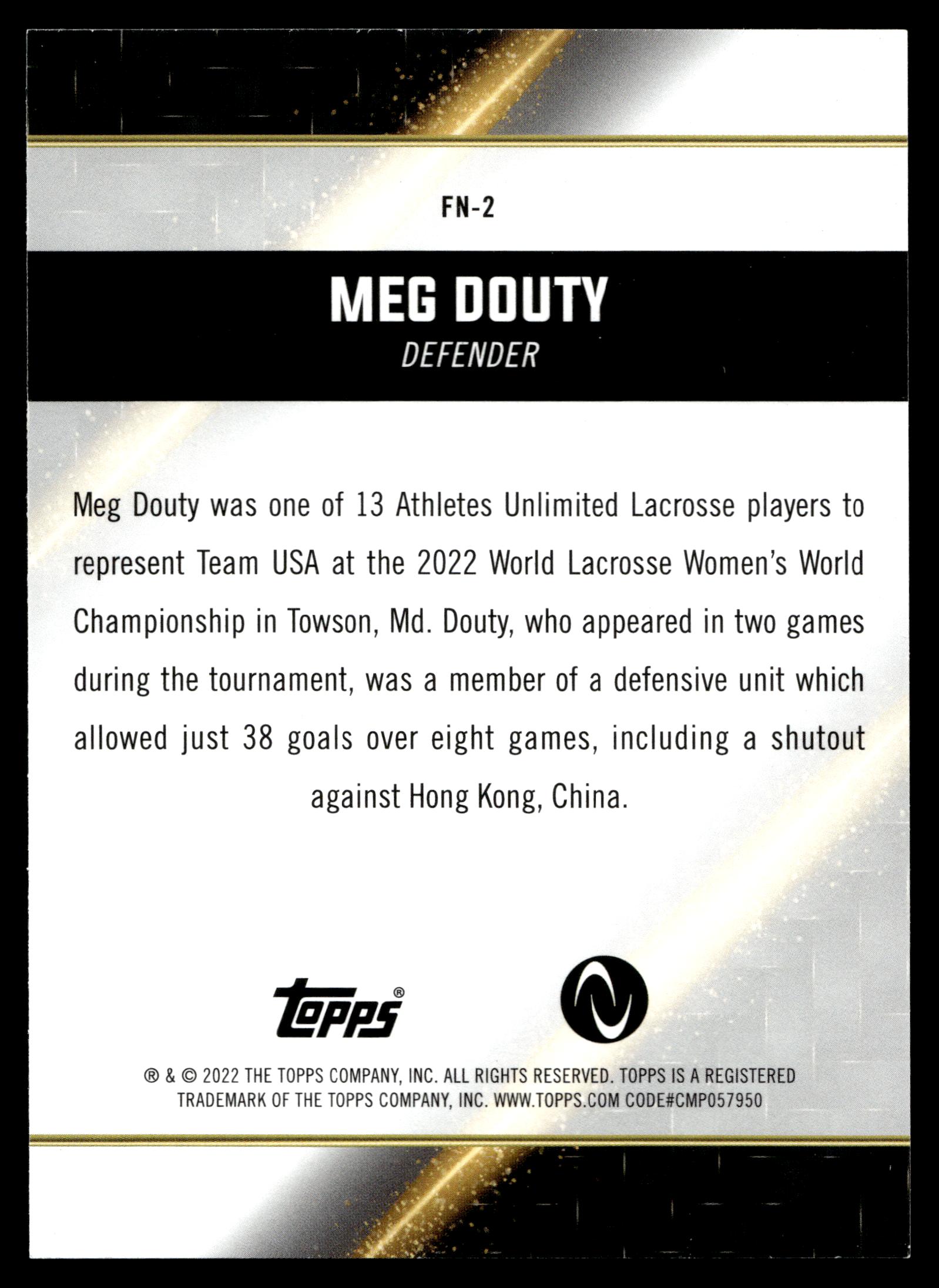 Meg Douty 2022 Topps Athletes Unlimited Face of the Nation #FN-2