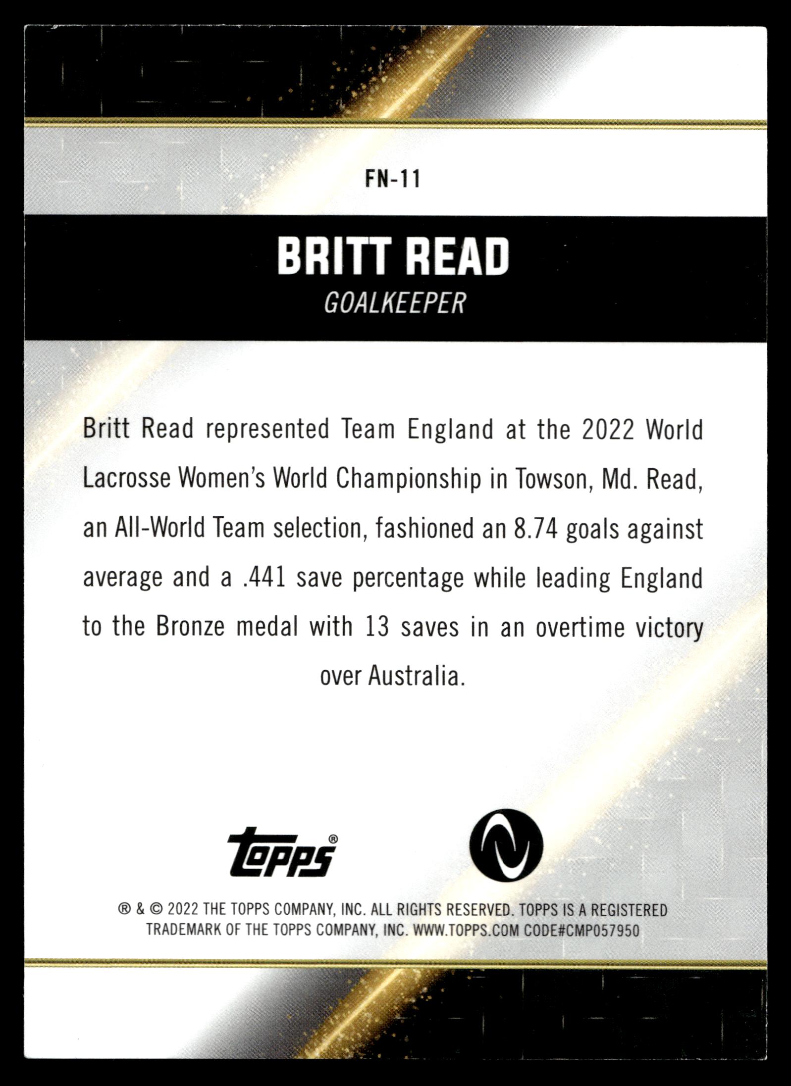 Britt Read 2022 Topps Athletes Unlimited Face of the Nation #FN-11