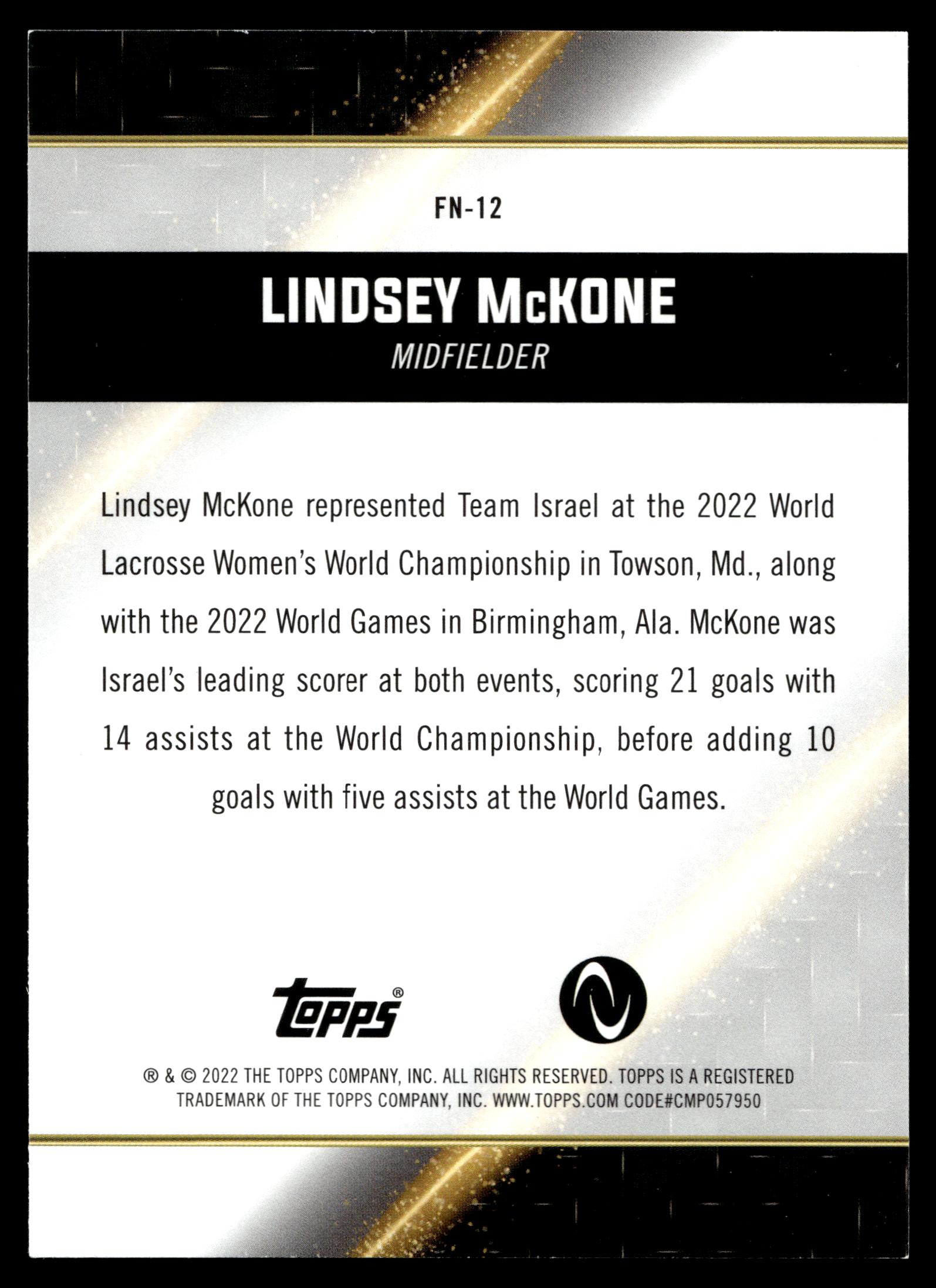 Lindsey McKone 2022 Topps Athletes Unlimited Face of the Nation #FN-12