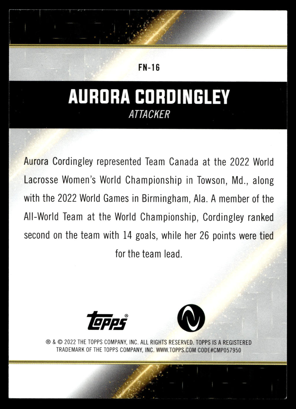Aurora Cordingley 2022 Topps Athletes Unlimited Face of the Nation #FN-16