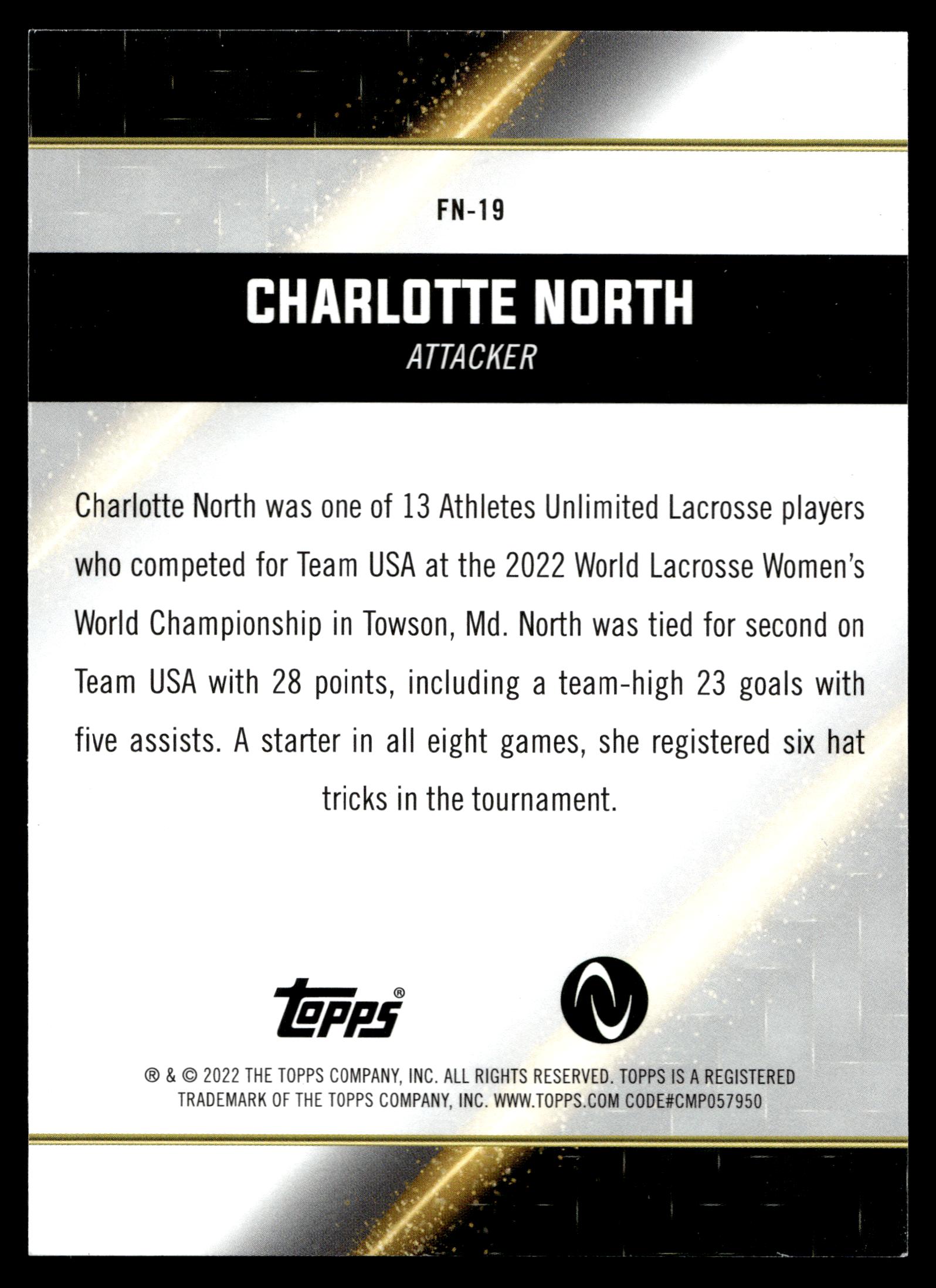 Charlotte North 2022 Topps Athletes Unlimited Face of the Nation #FN-19