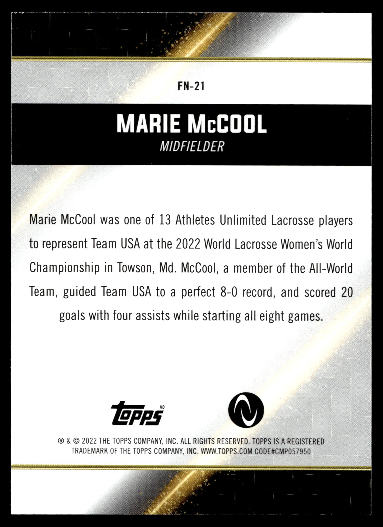 Marie McCool 2022 Topps Athletes Unlimited Face of the Nation #FN-21