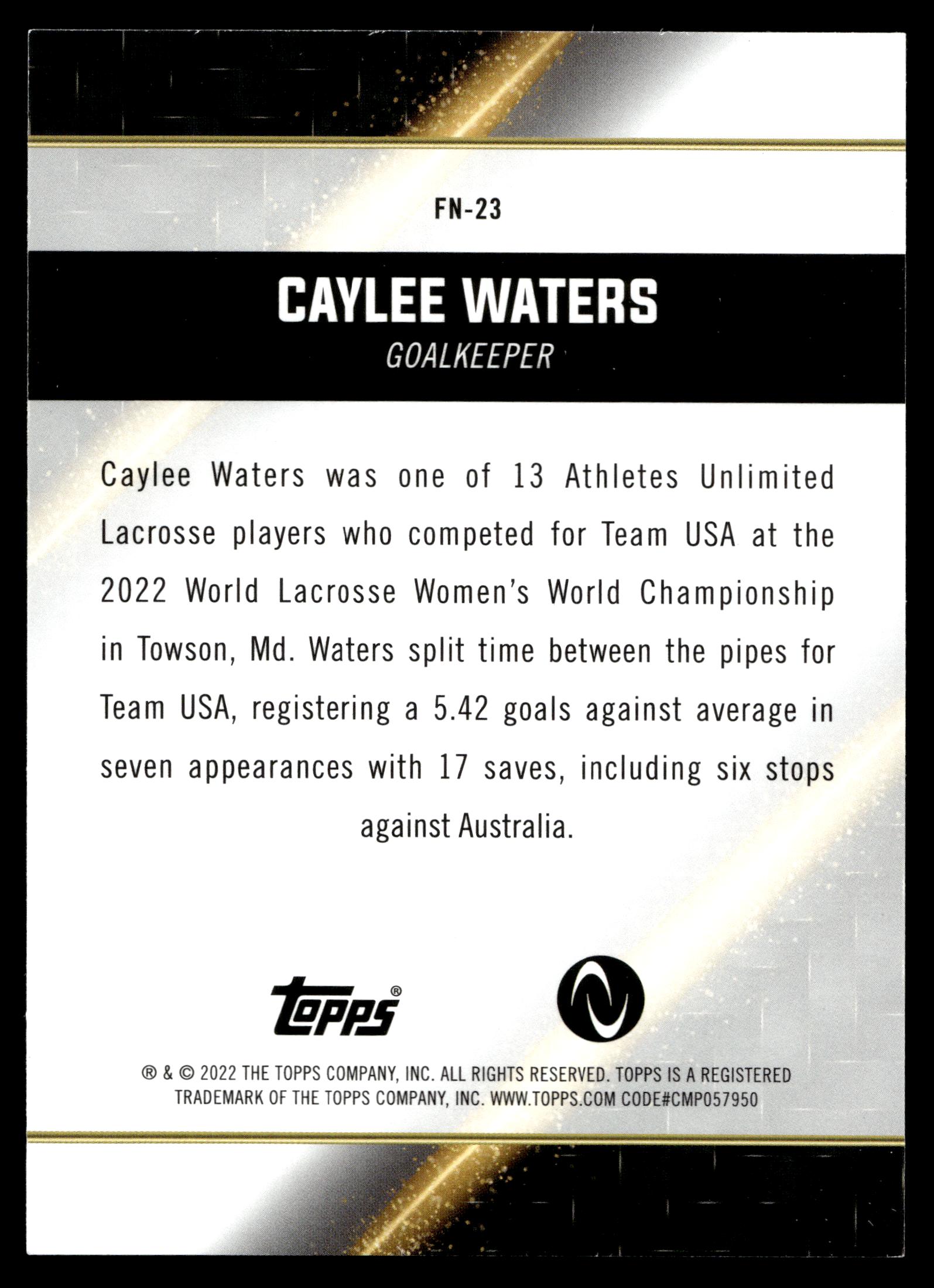 Caylee Waters 2022 Topps Athletes Unlimited Face of the Nation #FN-23