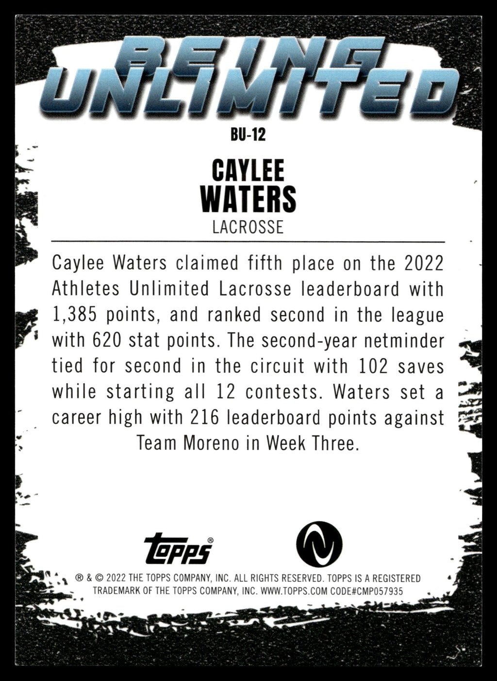Caylee Waters 2022 Topps Athletes Unlimited Being Unlimited #BU-12
