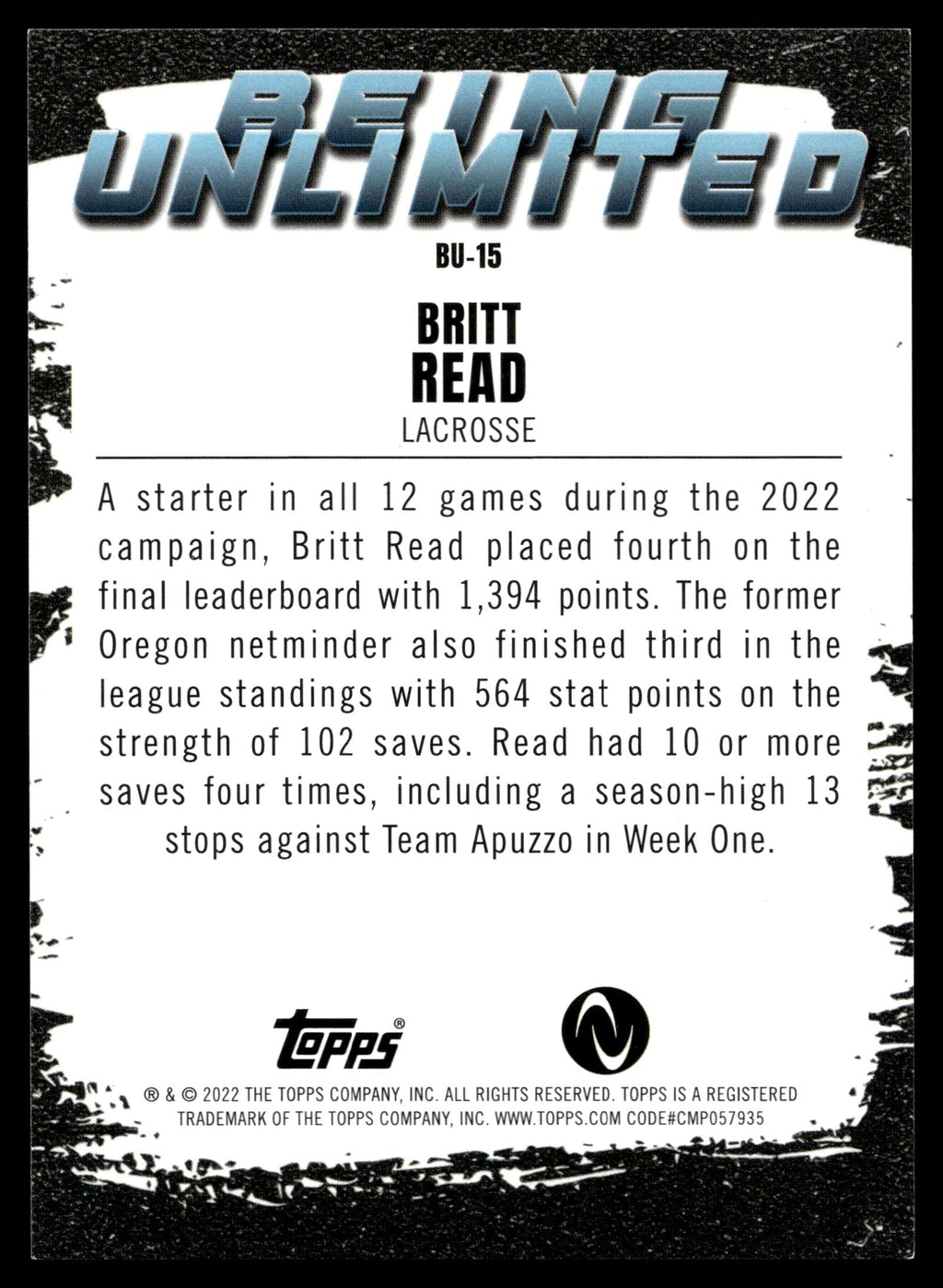 Britt Read 2022 Topps Athletes Unlimited Being Unlimited #BU-15